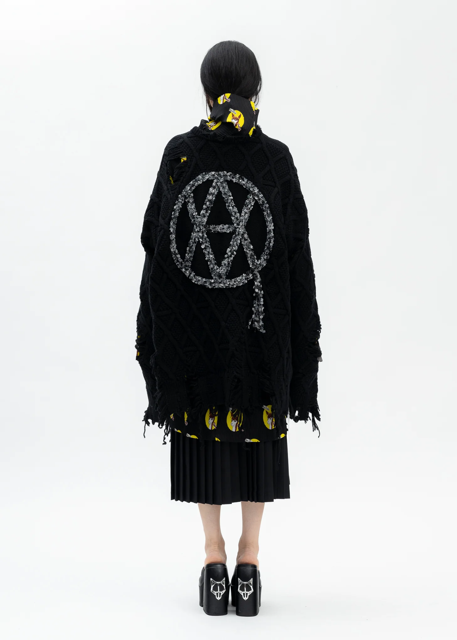 BLACK DESTROYED PULLOVER KNIT SWEATER - Image 2
