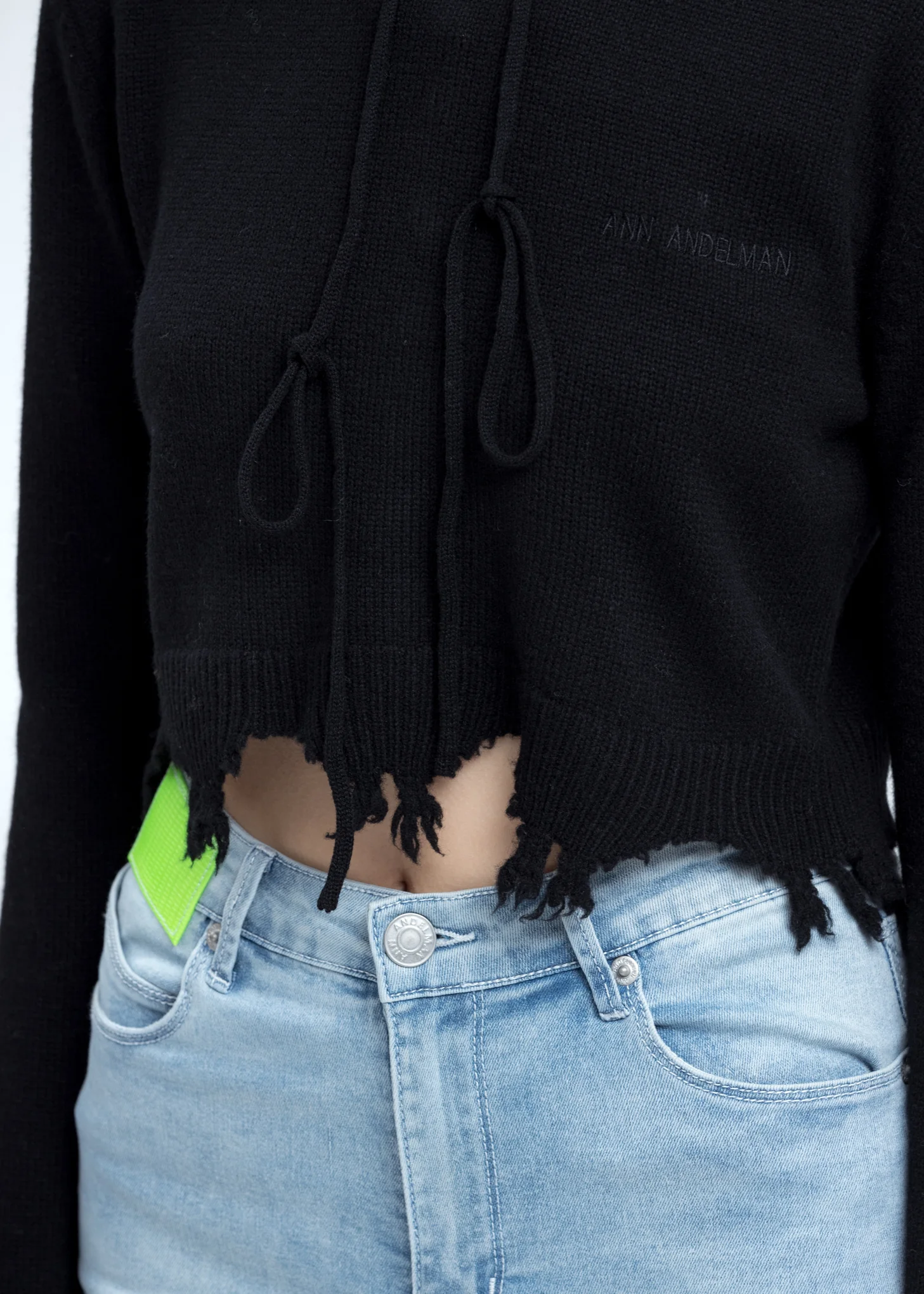 Black Destroyed Cropped Hoodie - Image 5