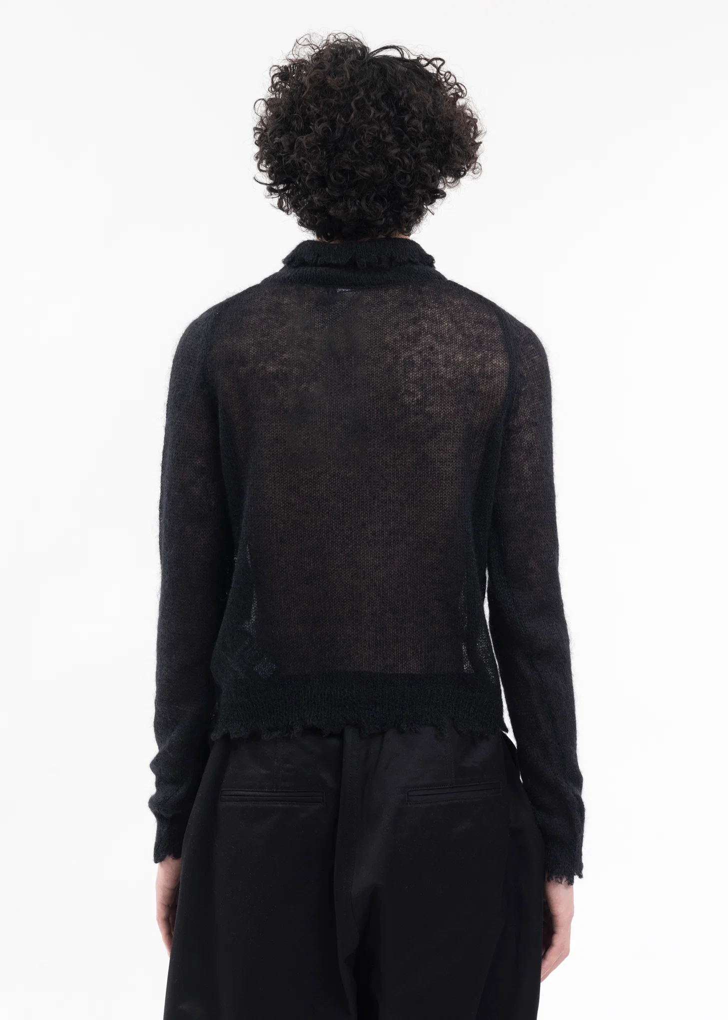 BLACK DESTROYED MOHAIR CARDIGAN - Image 2