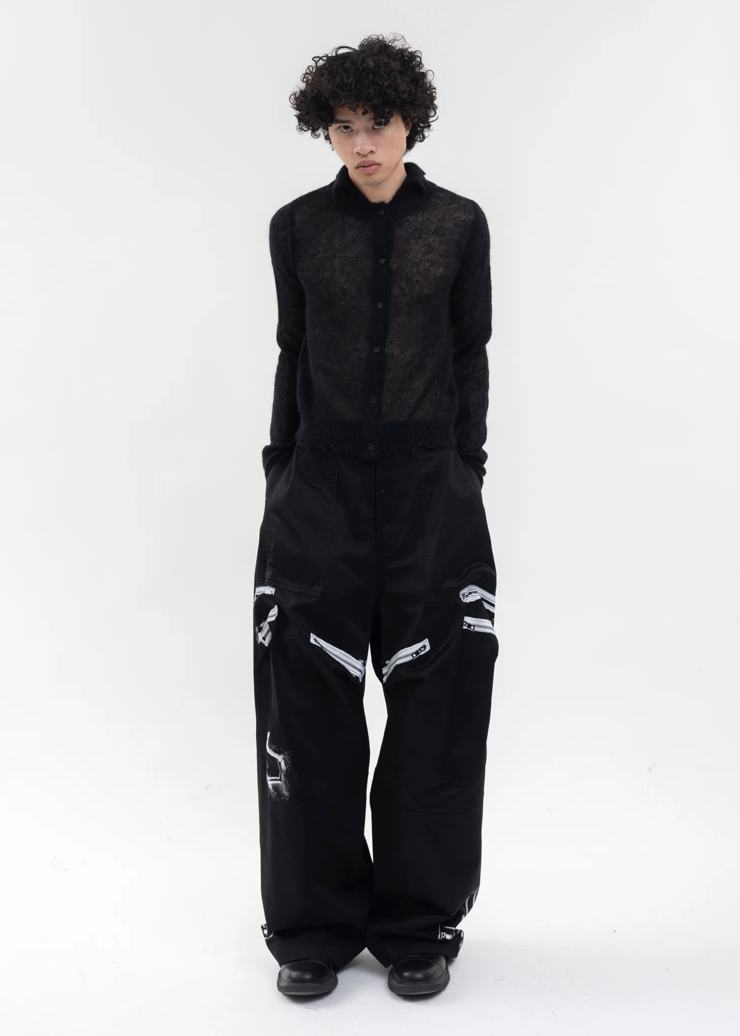 BLACK DESTROYED MOHAIR CARDIGAN - Image 5