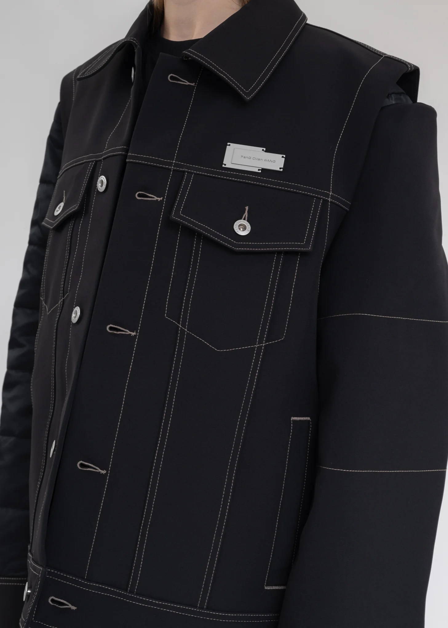 Black DETACHABLE TWO-PIECE JACKET - Image 3