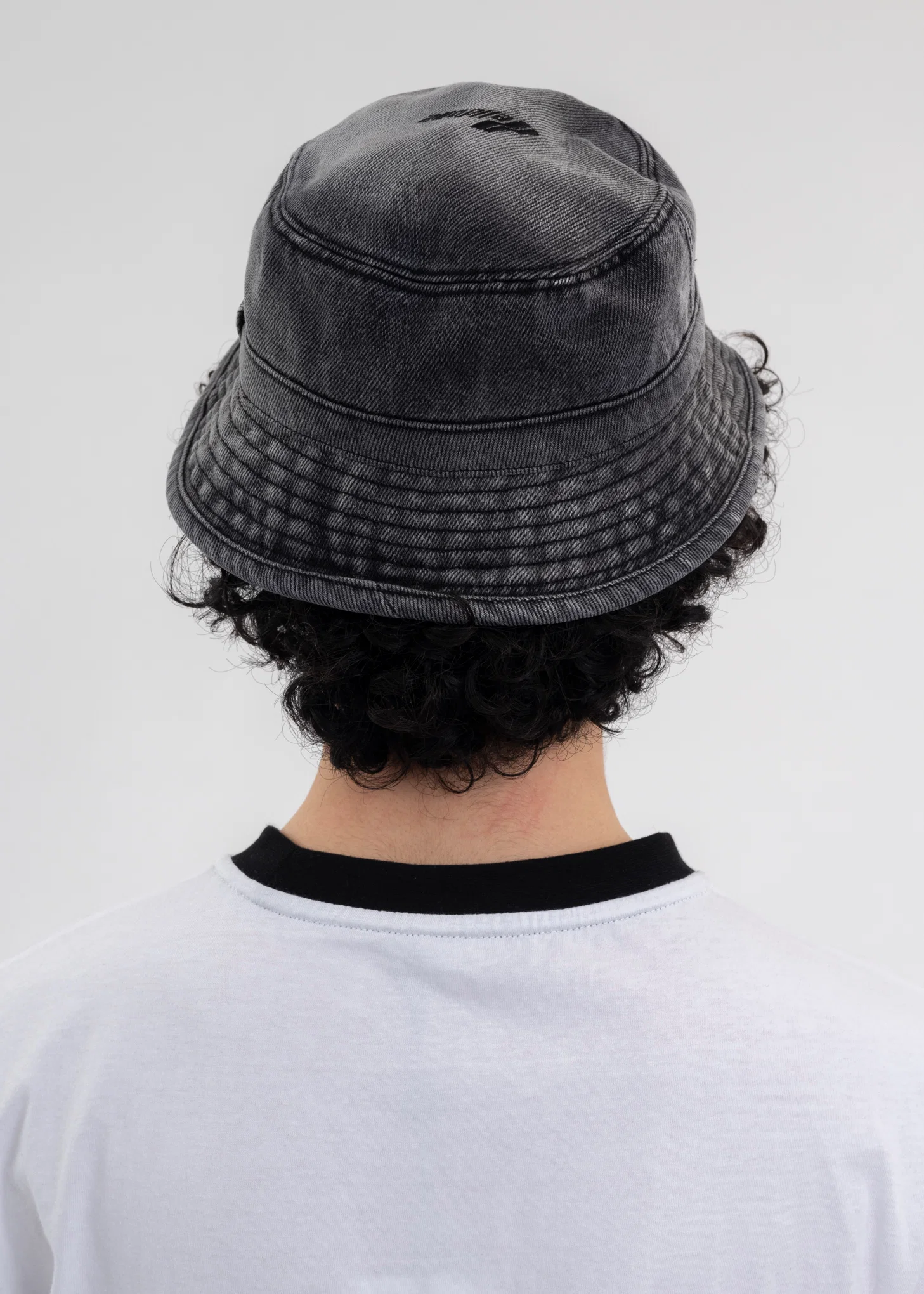BLACK DIAGONAL DESTROYED DENIM HAT - Image 3