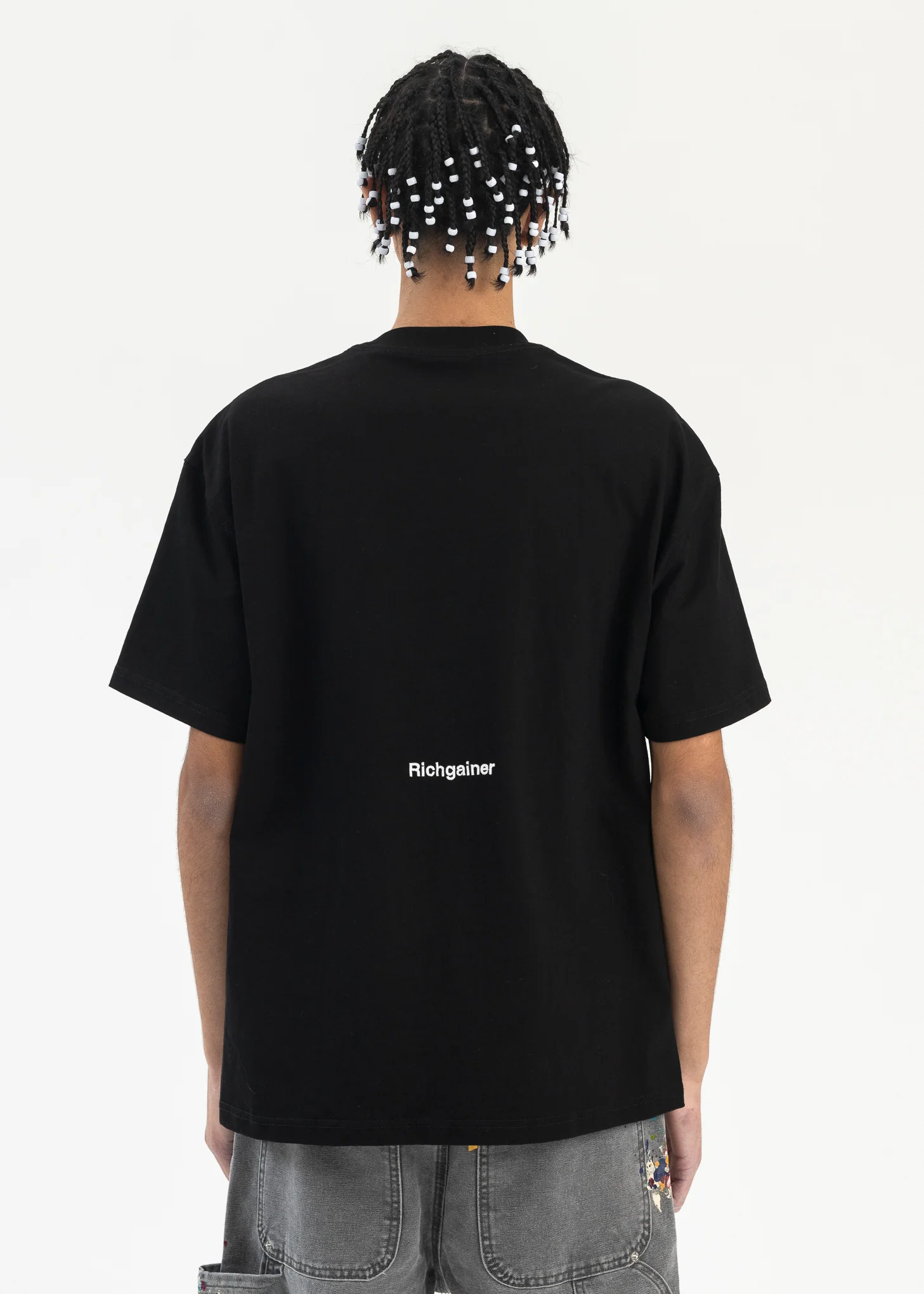 BLACK EMBROIDERY DIAMOND T-SHIRT - Image 4