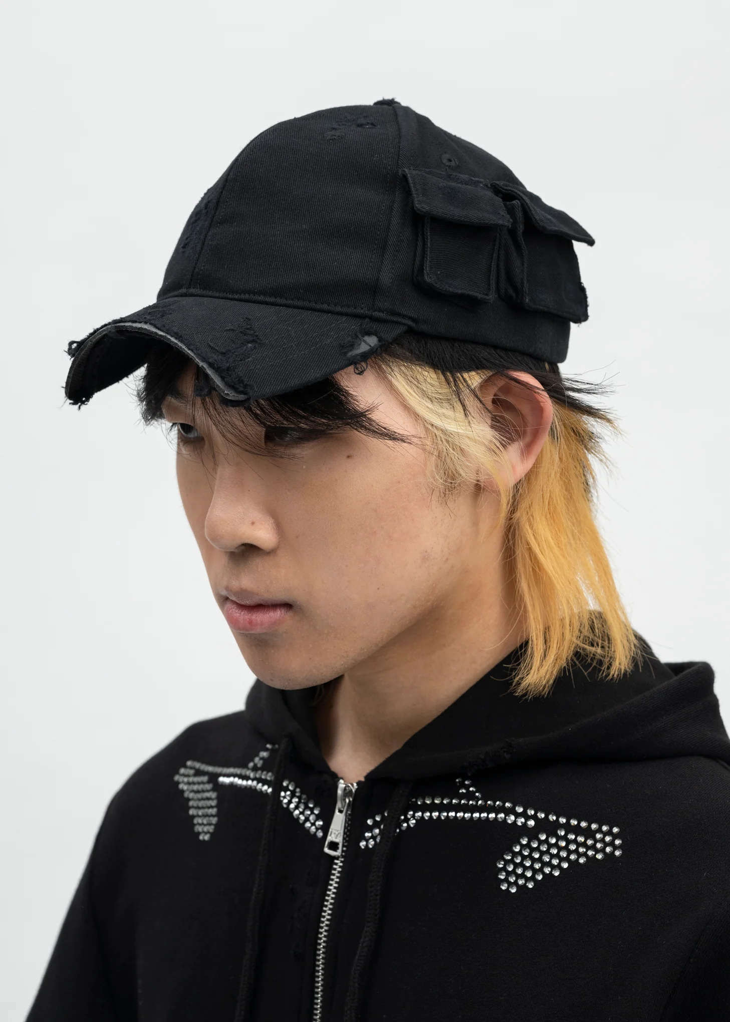 BLACK DISTRESSED CARGO CAP - Image 2