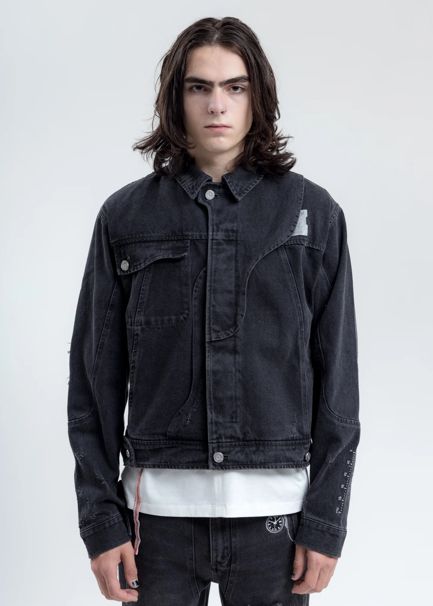 Black Distressed Chaotic Denim Jacket