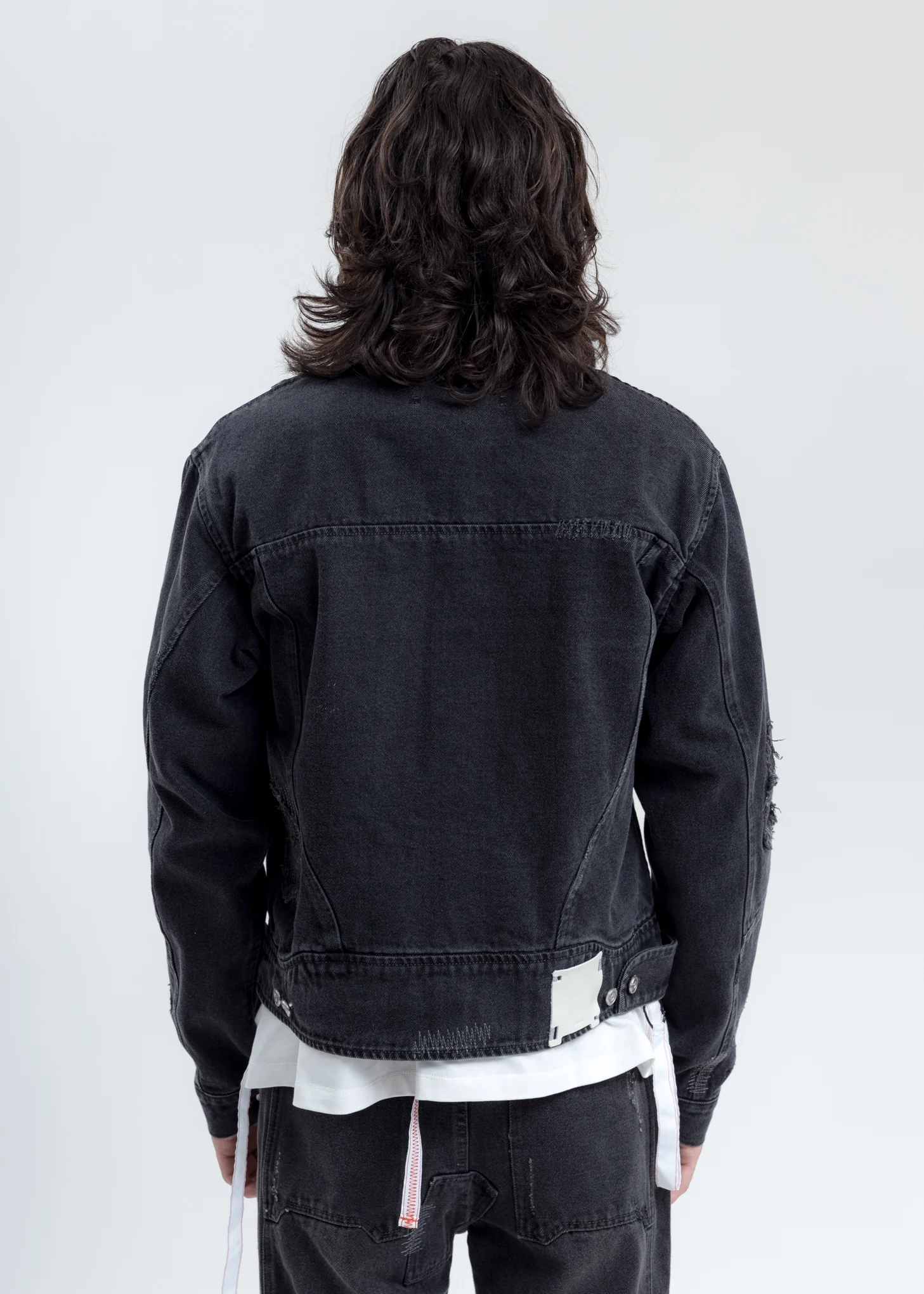 Black Distressed Chaotic Denim Jacket - Image 4