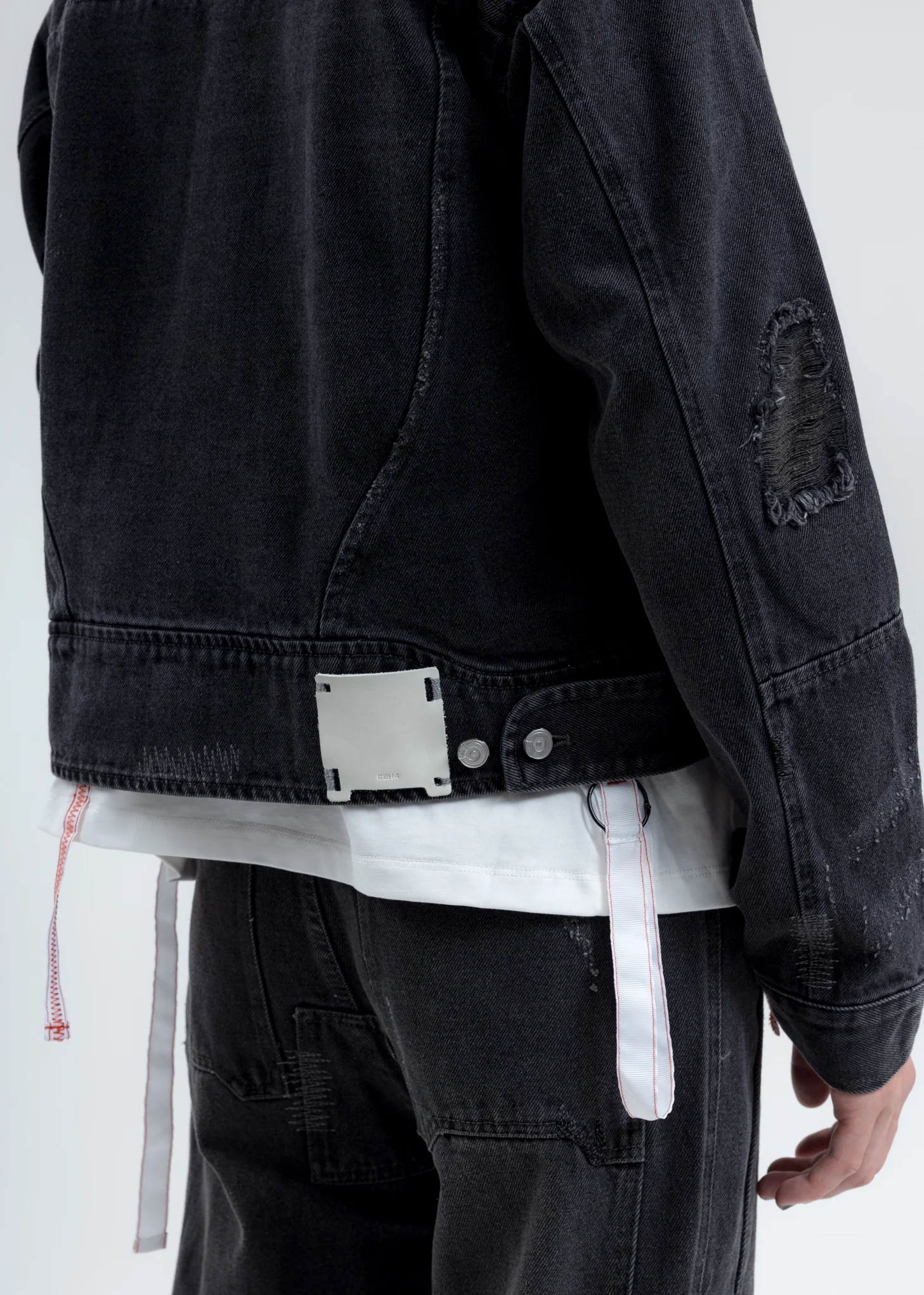 Black Distressed Chaotic Denim Jacket - Image 5
