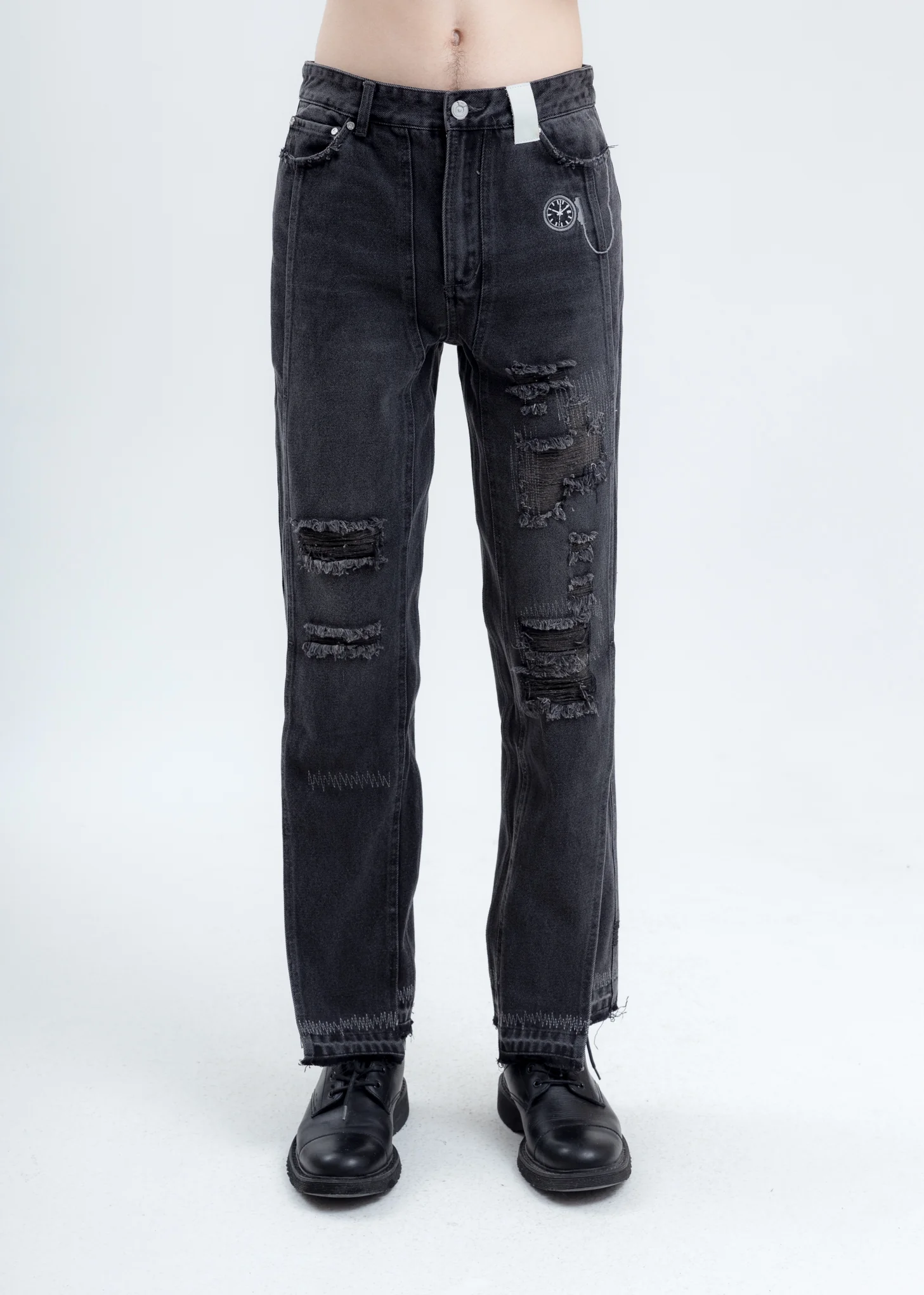 Black Distressed Chaotic Denim Jeans