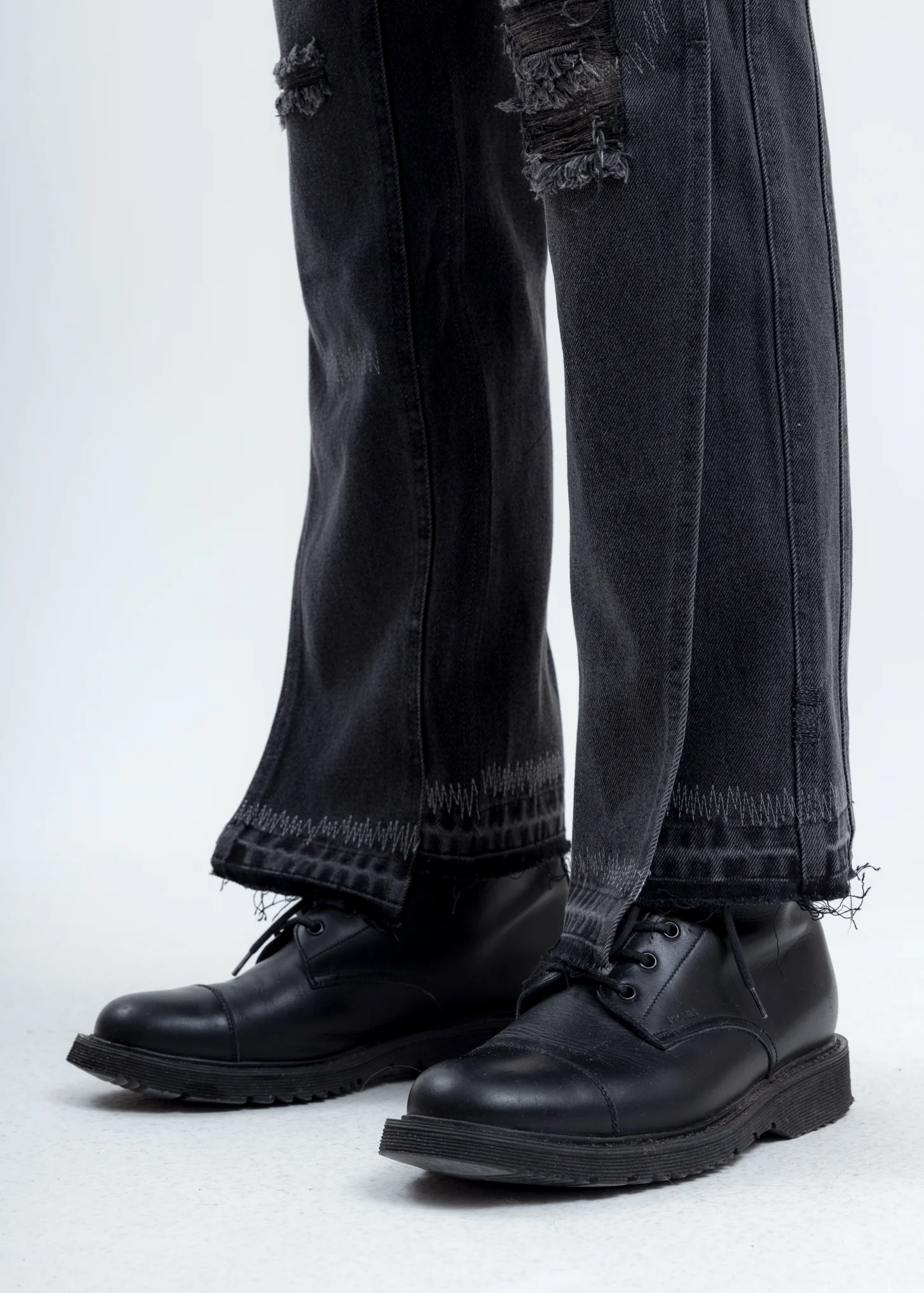 Black Distressed Chaotic Denim Jeans - Image 2