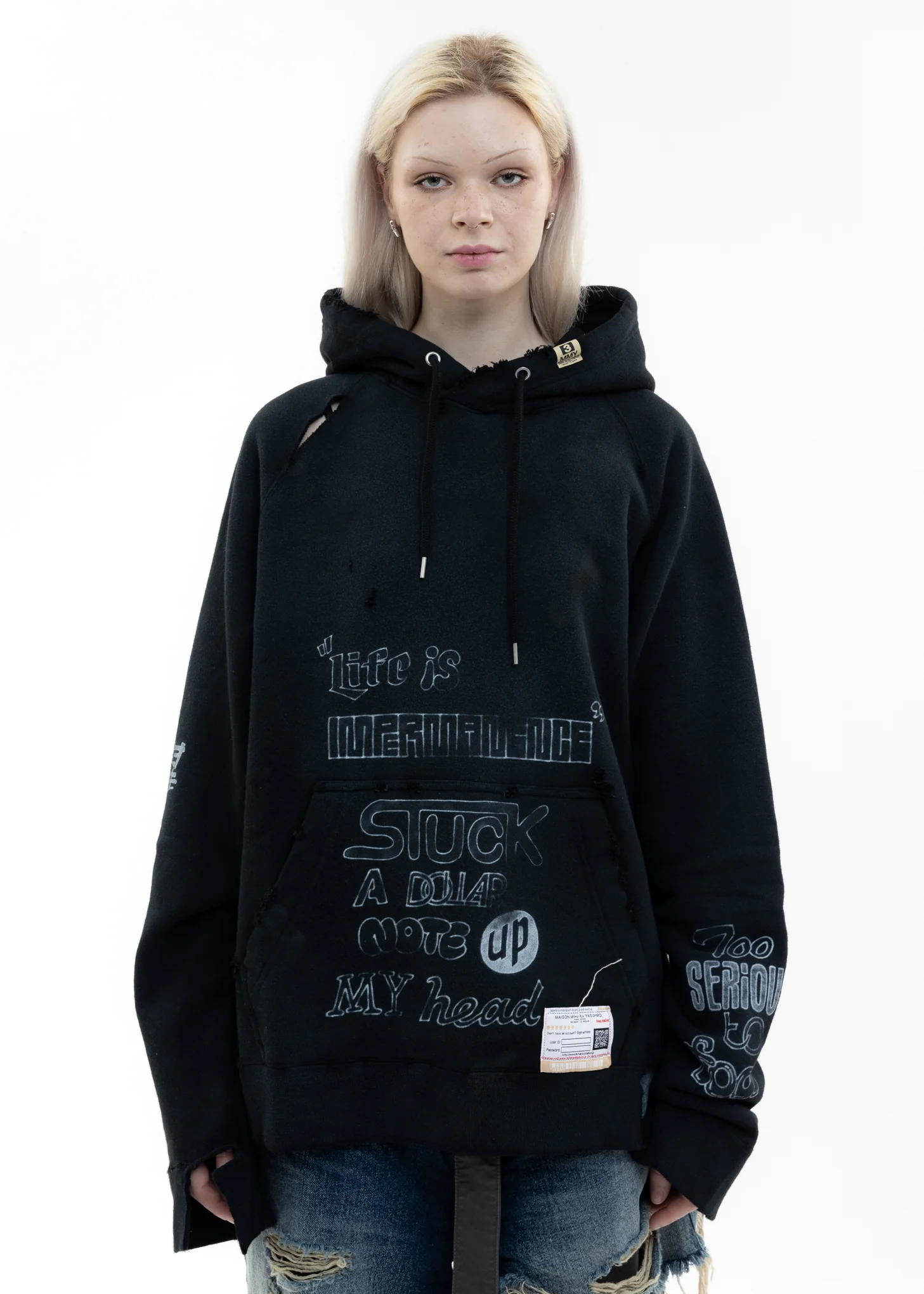 Black Distressed Hoodie