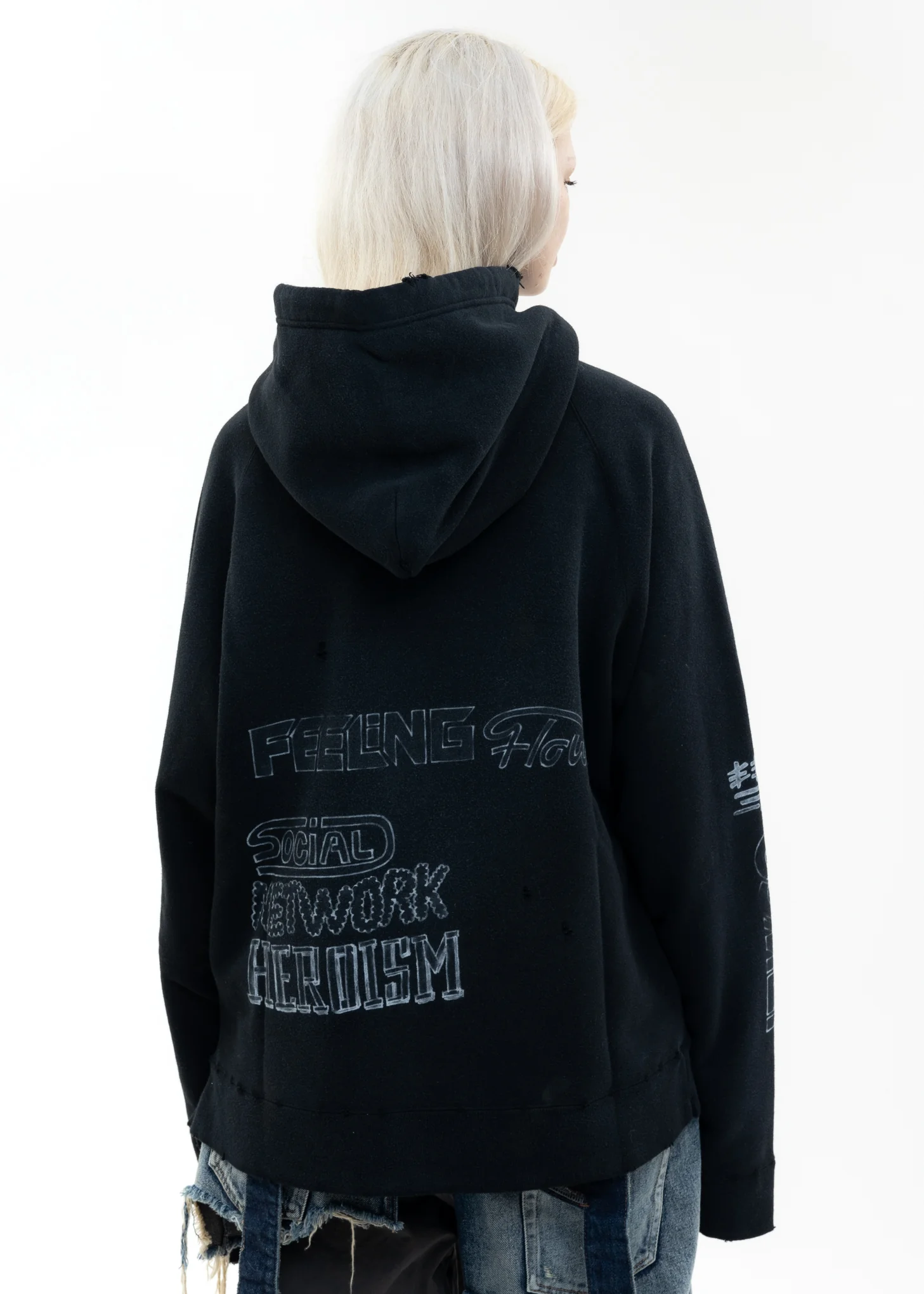 Black Distressed Hoodie - Image 2