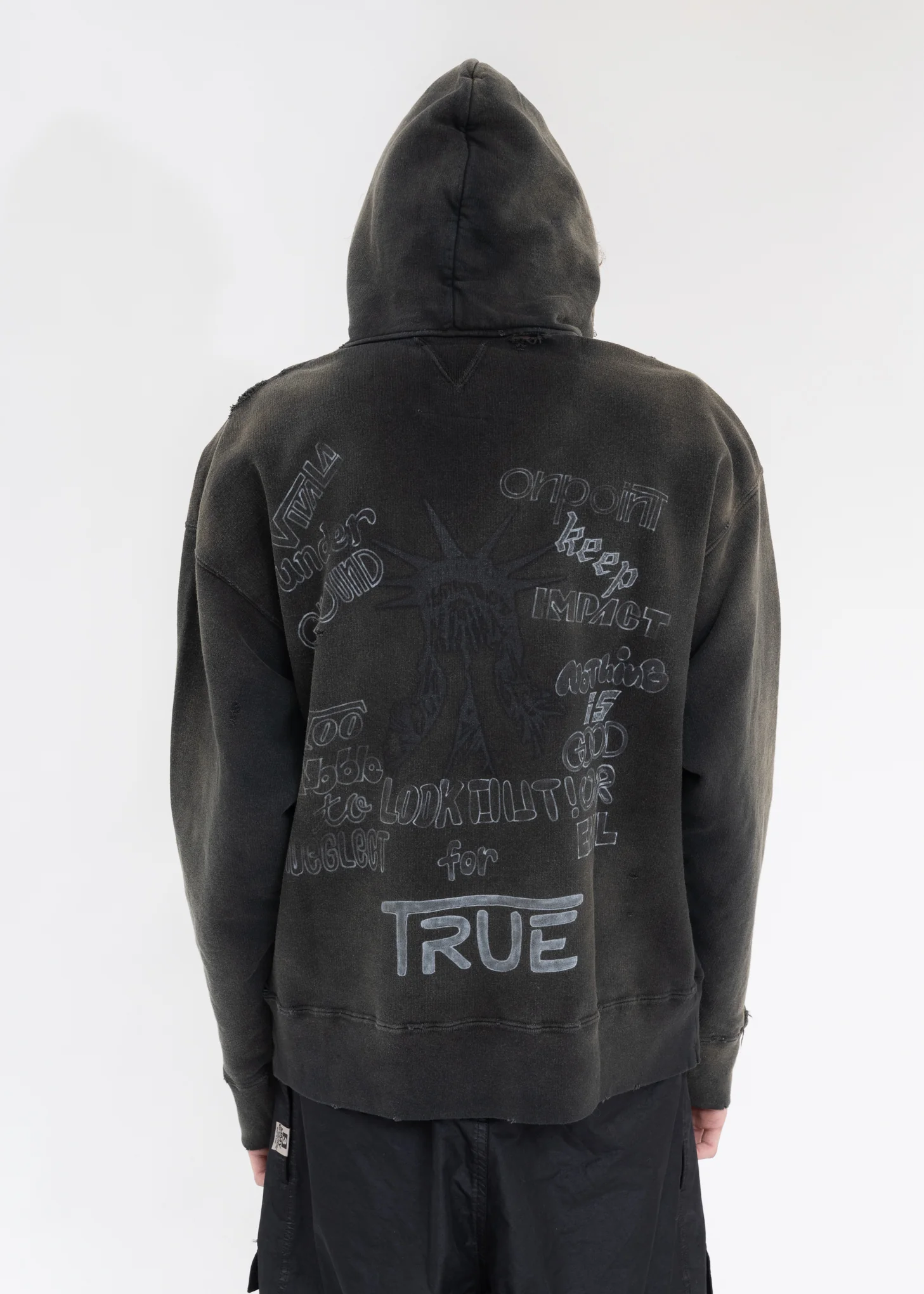 Black Distressed Hoodie - Image 2
