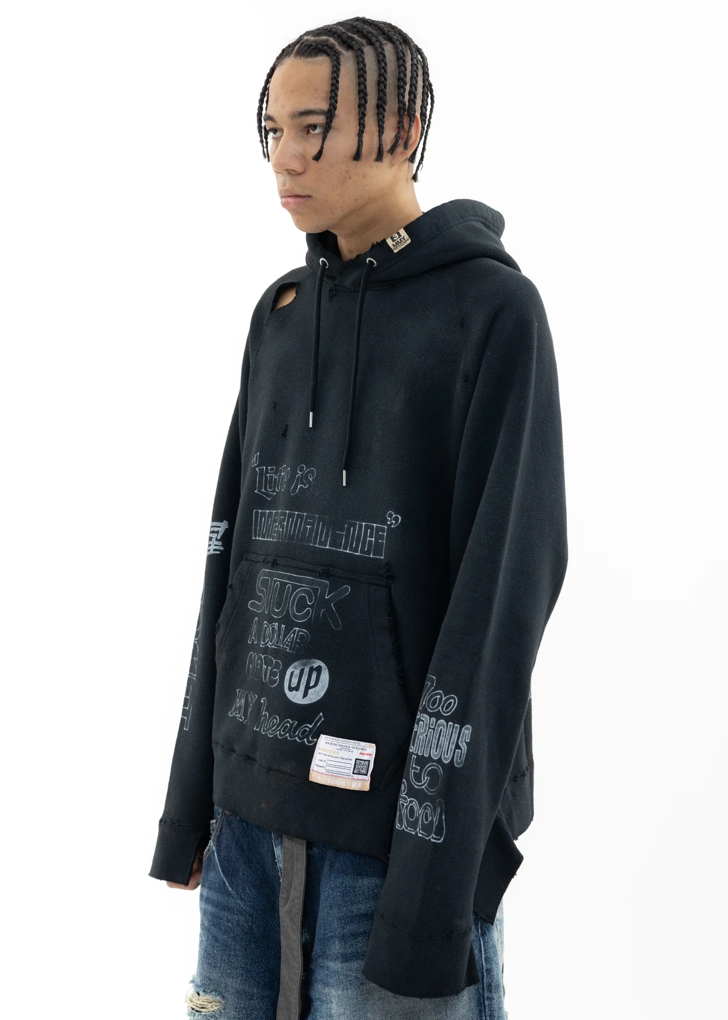 Black Distressed Hoodie - Image 3