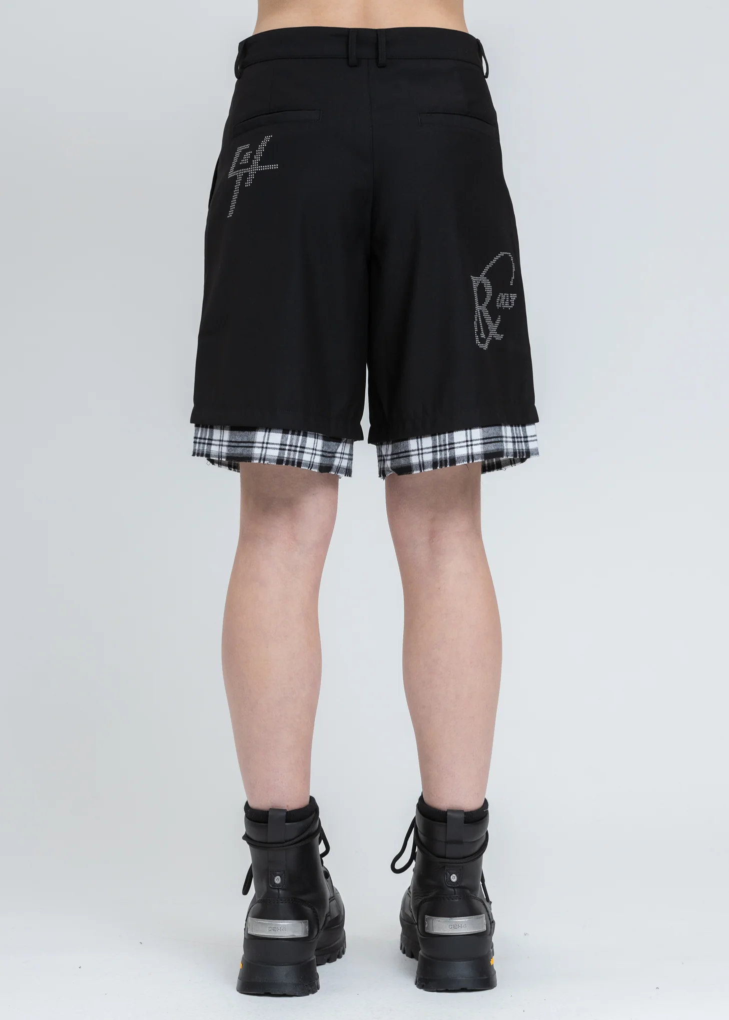 Black Distressed Layered Sequin Tailored Shorts - Image 2