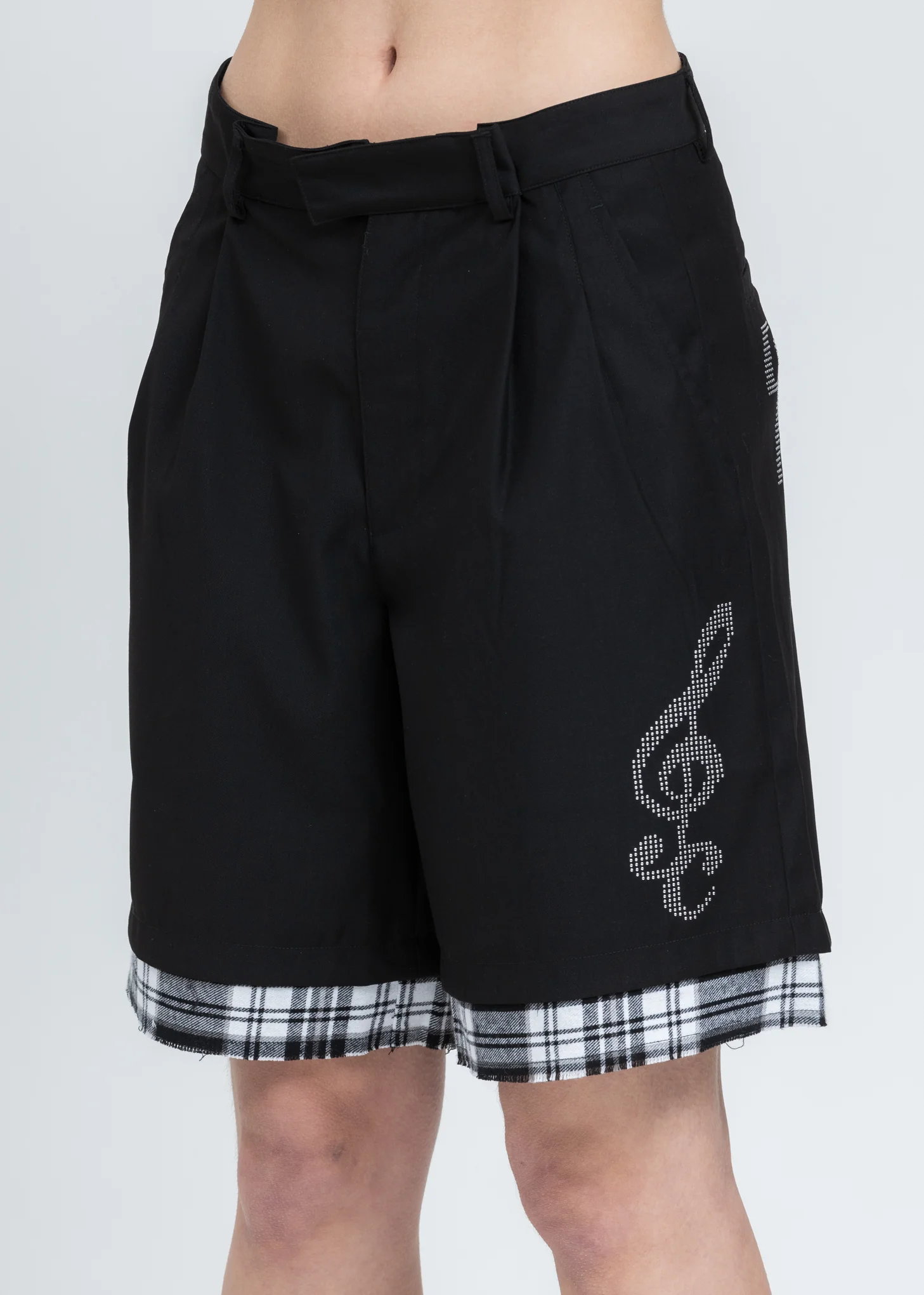 Black Distressed Layered Sequin Tailored Shorts - Image 4