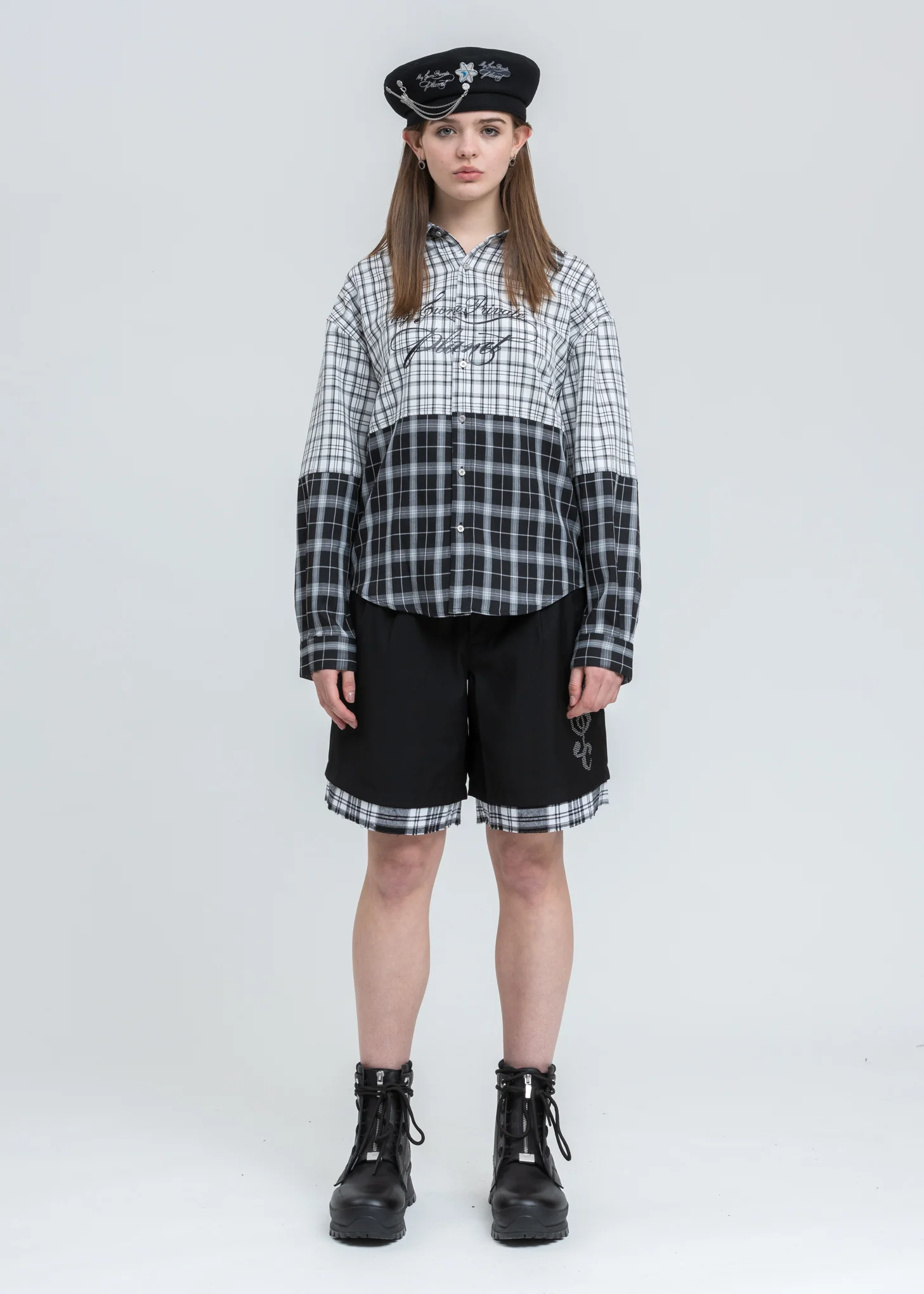 Black Distressed Layered Sequin Tailored Shorts - Image 6