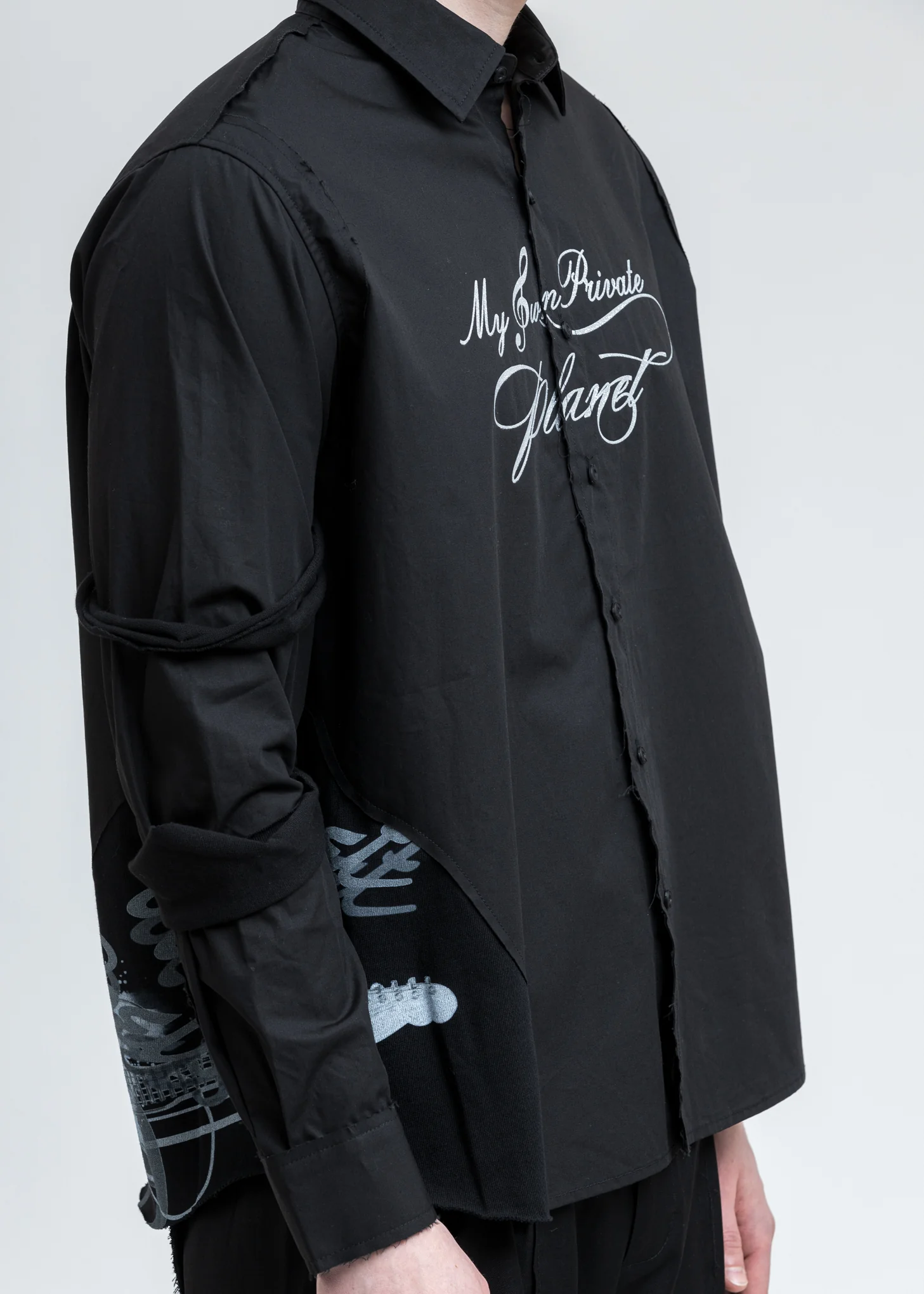 Black Distressed Panelled Grunge Shirt - Image 5