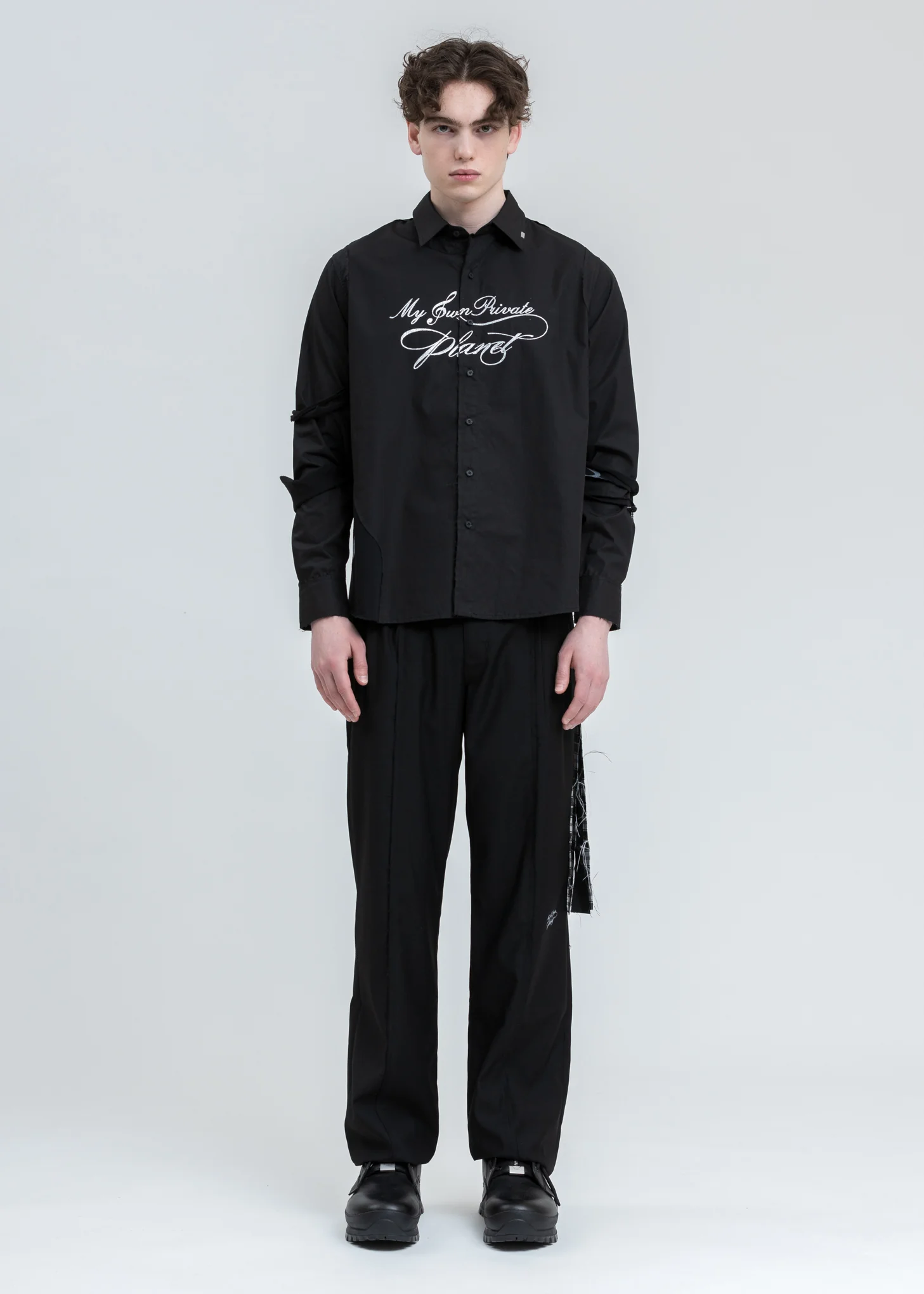 Black Distressed Panelled Grunge Shirt - Image 7