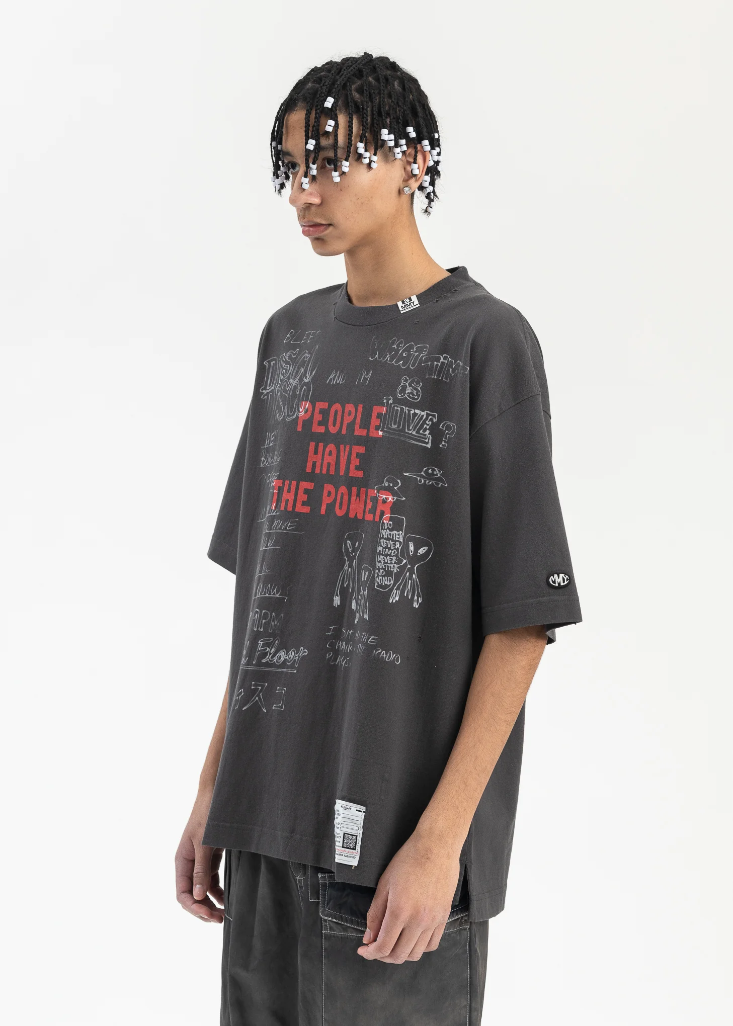 BLACK DISTRESSED TEE - Image 3