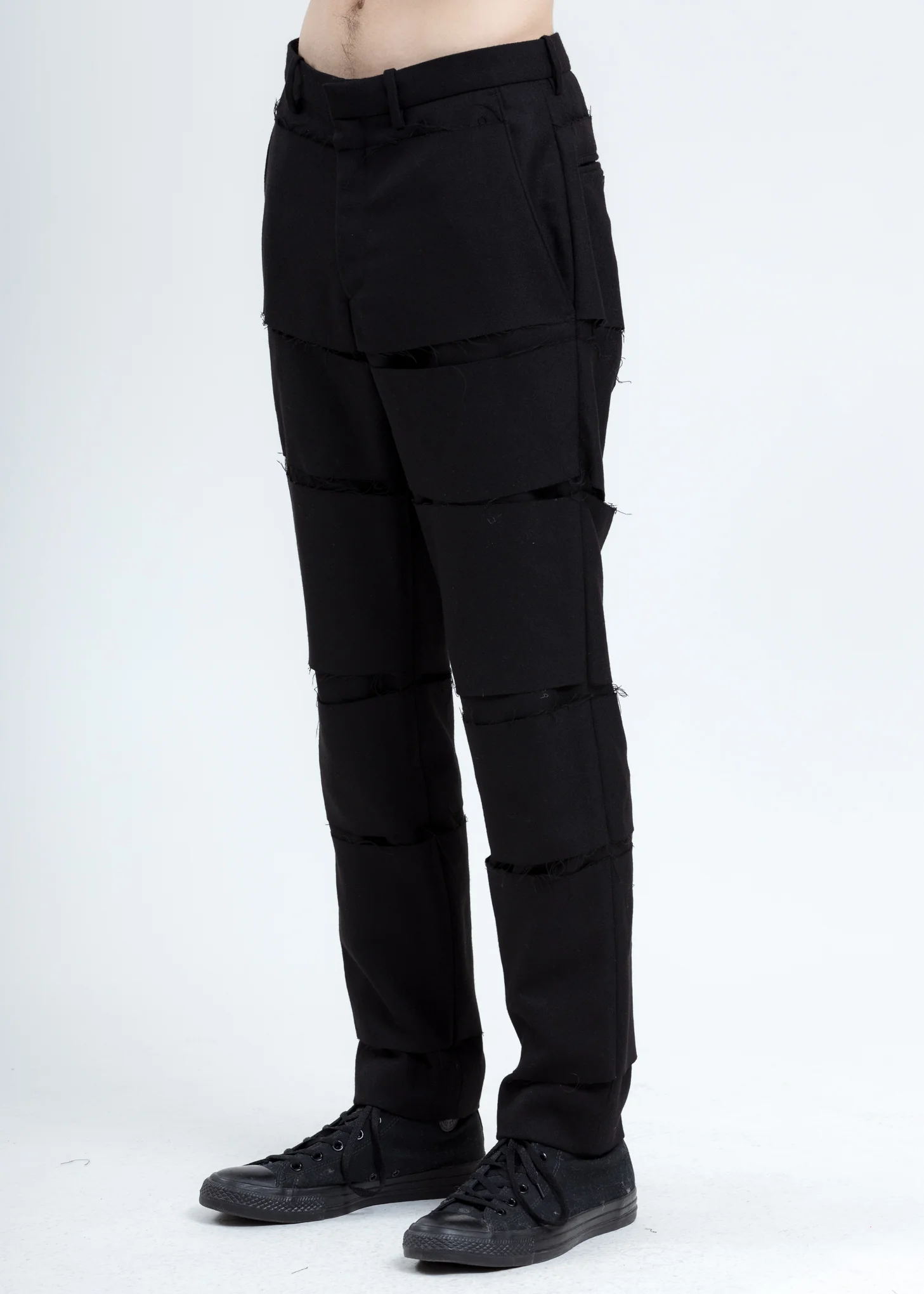 Black Distressed Trousers - Image 2