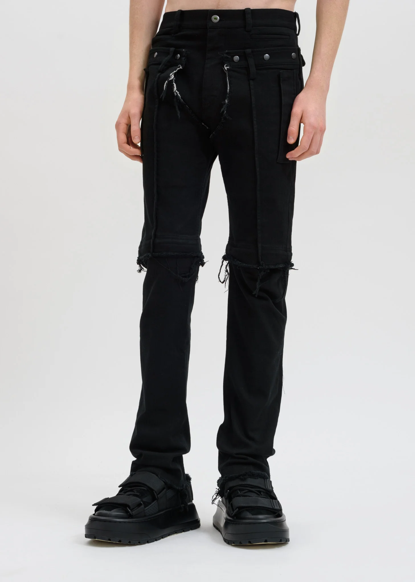 Black Distressed Western Jeans