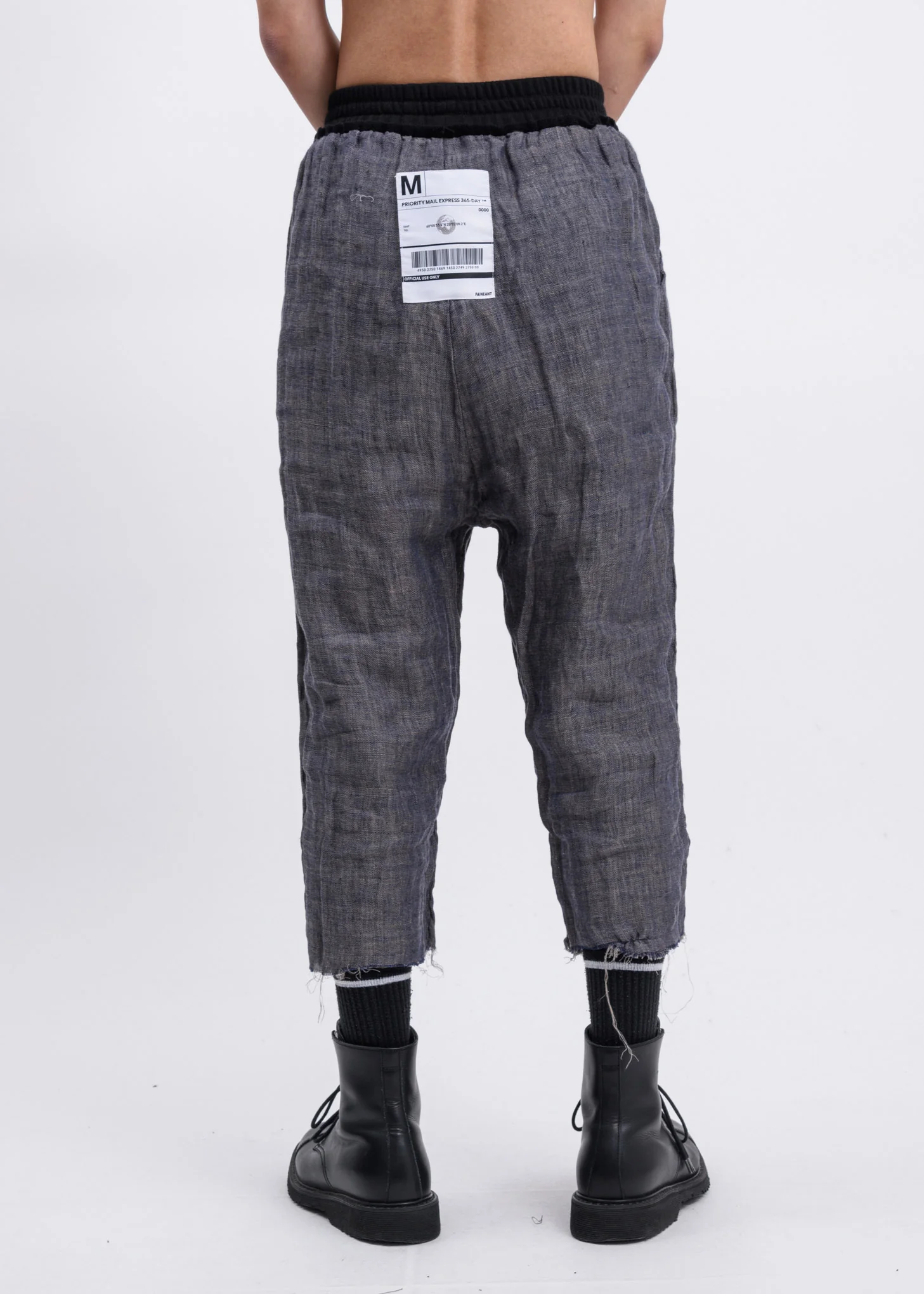 Black Distressed Wide Leg Patch Pants - Image 10