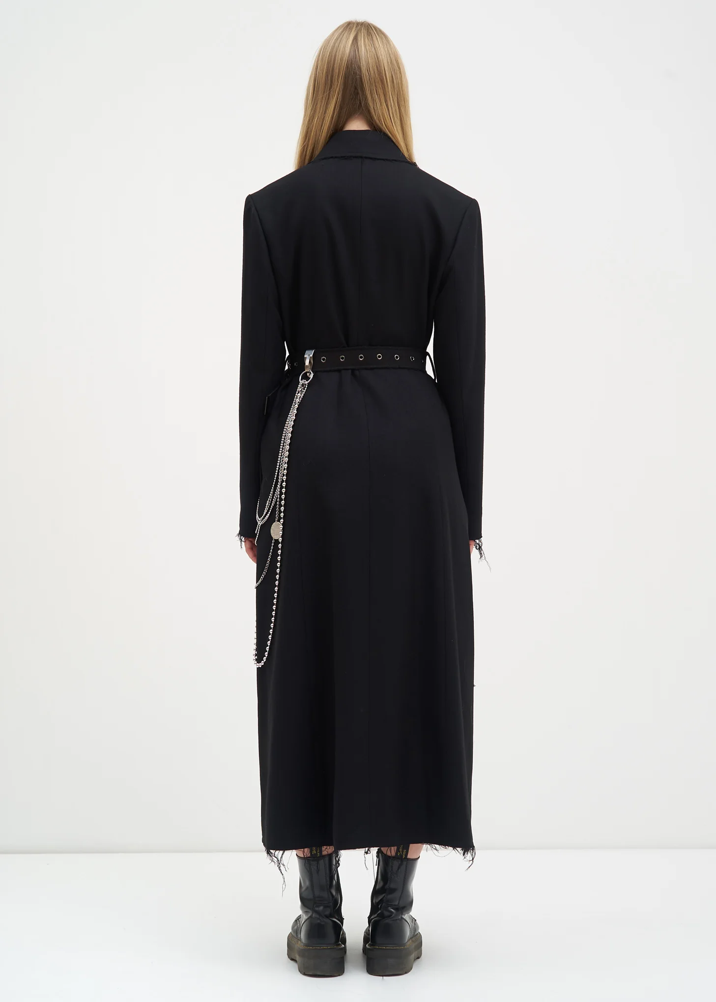 Black Distressed Wool Coat - Image 2
