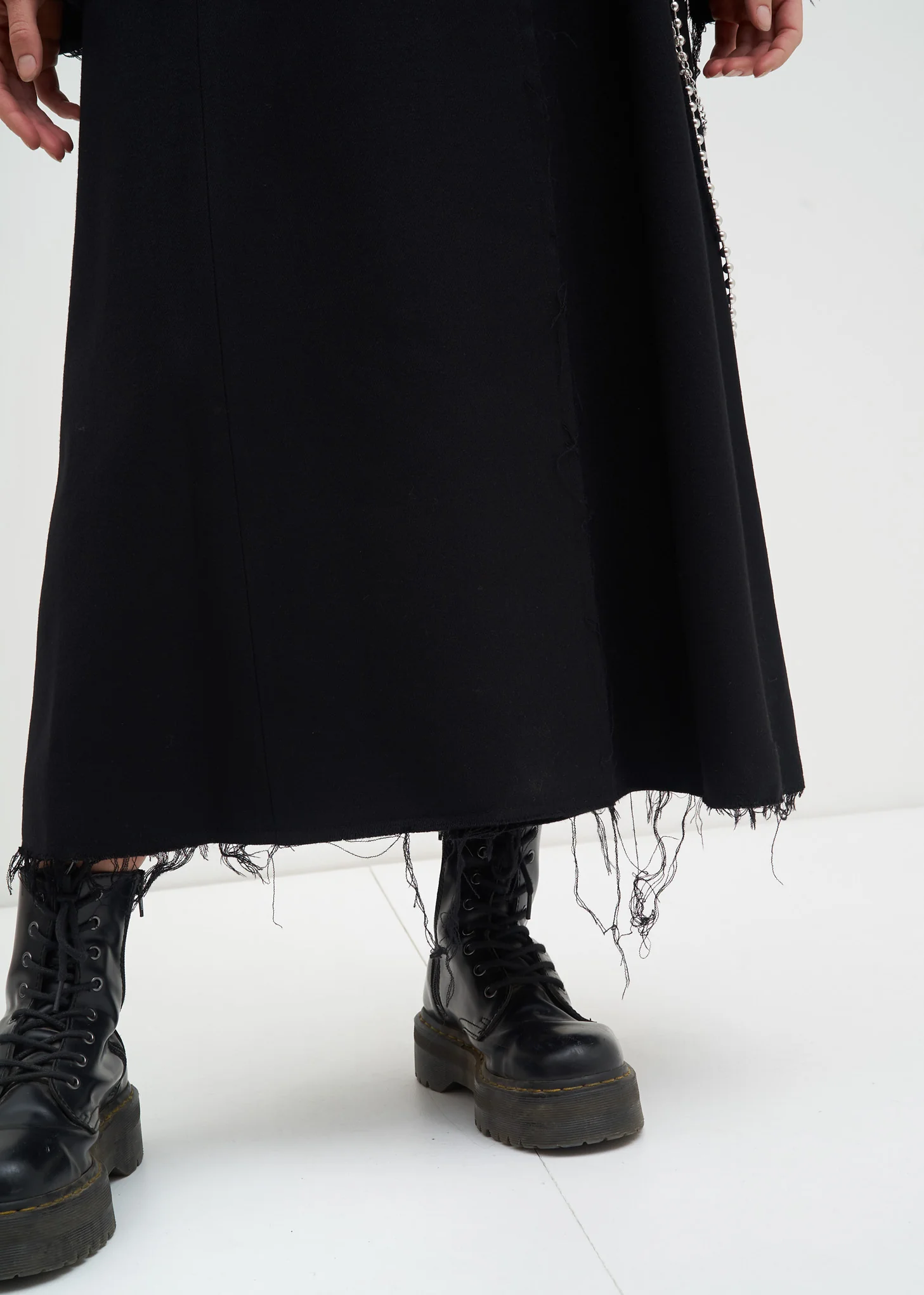 Black Distressed Wool Coat - Image 9