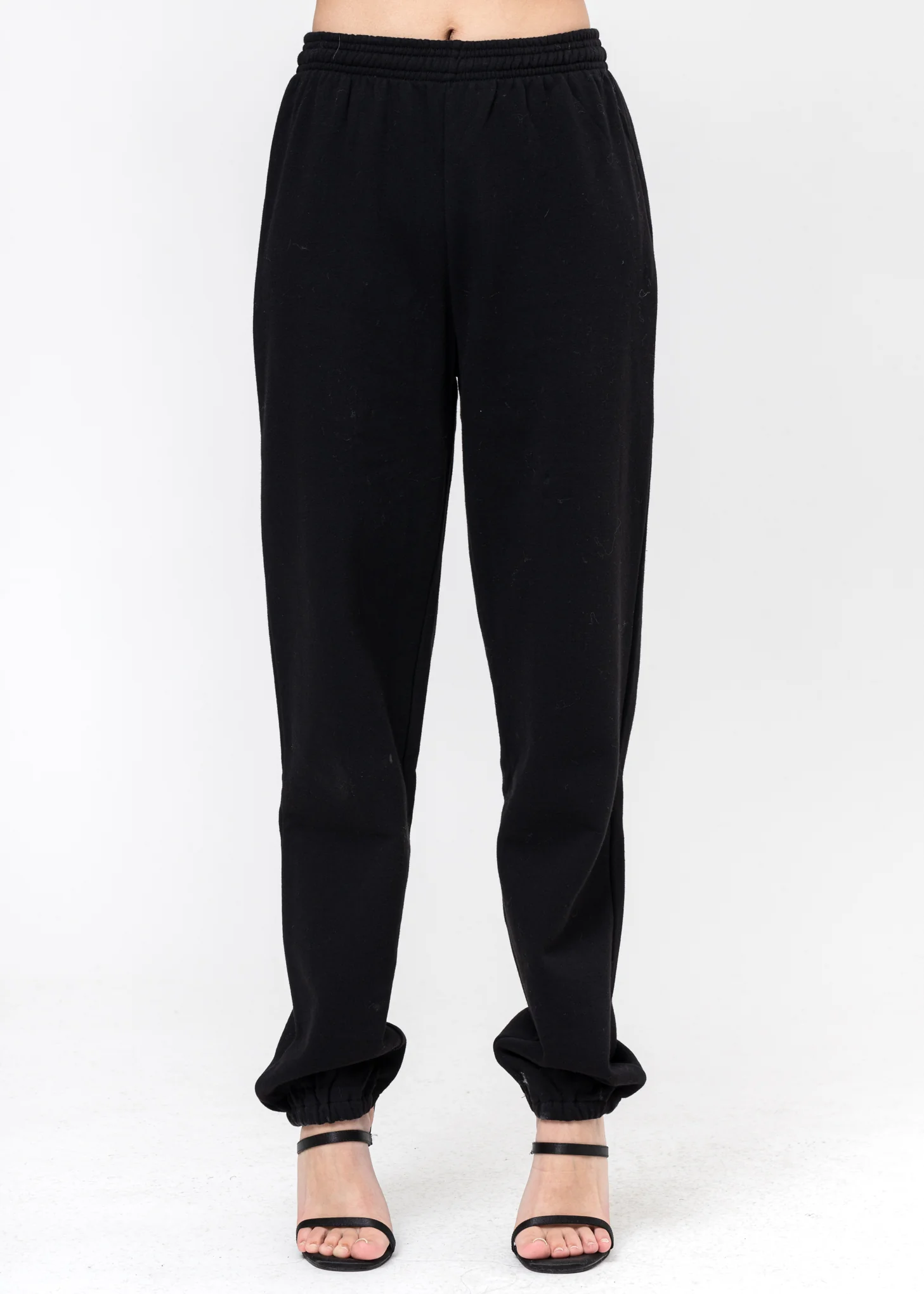 Black 'Dont Know Dont Care' Joggers with Crystals