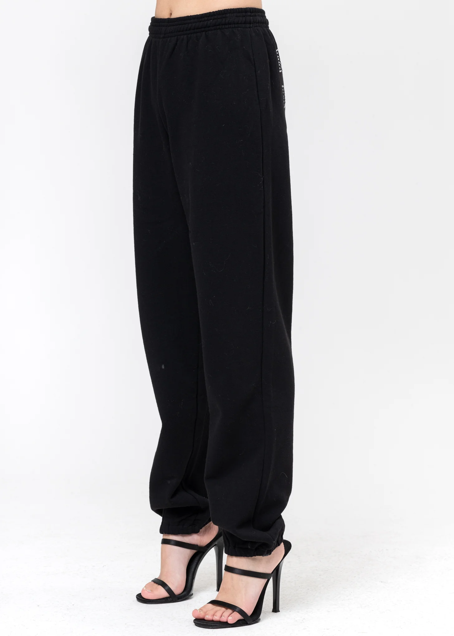 Black 'Dont Know Dont Care' Joggers with Crystals - Image 3