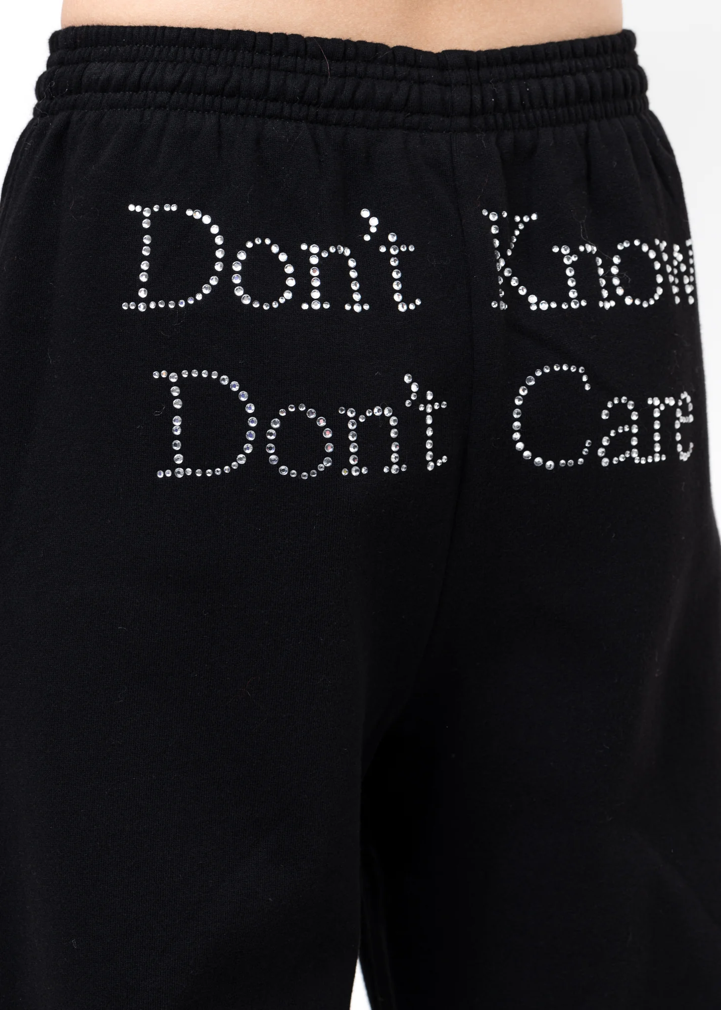 Black 'Dont Know Dont Care' Joggers with Crystals - Image 5