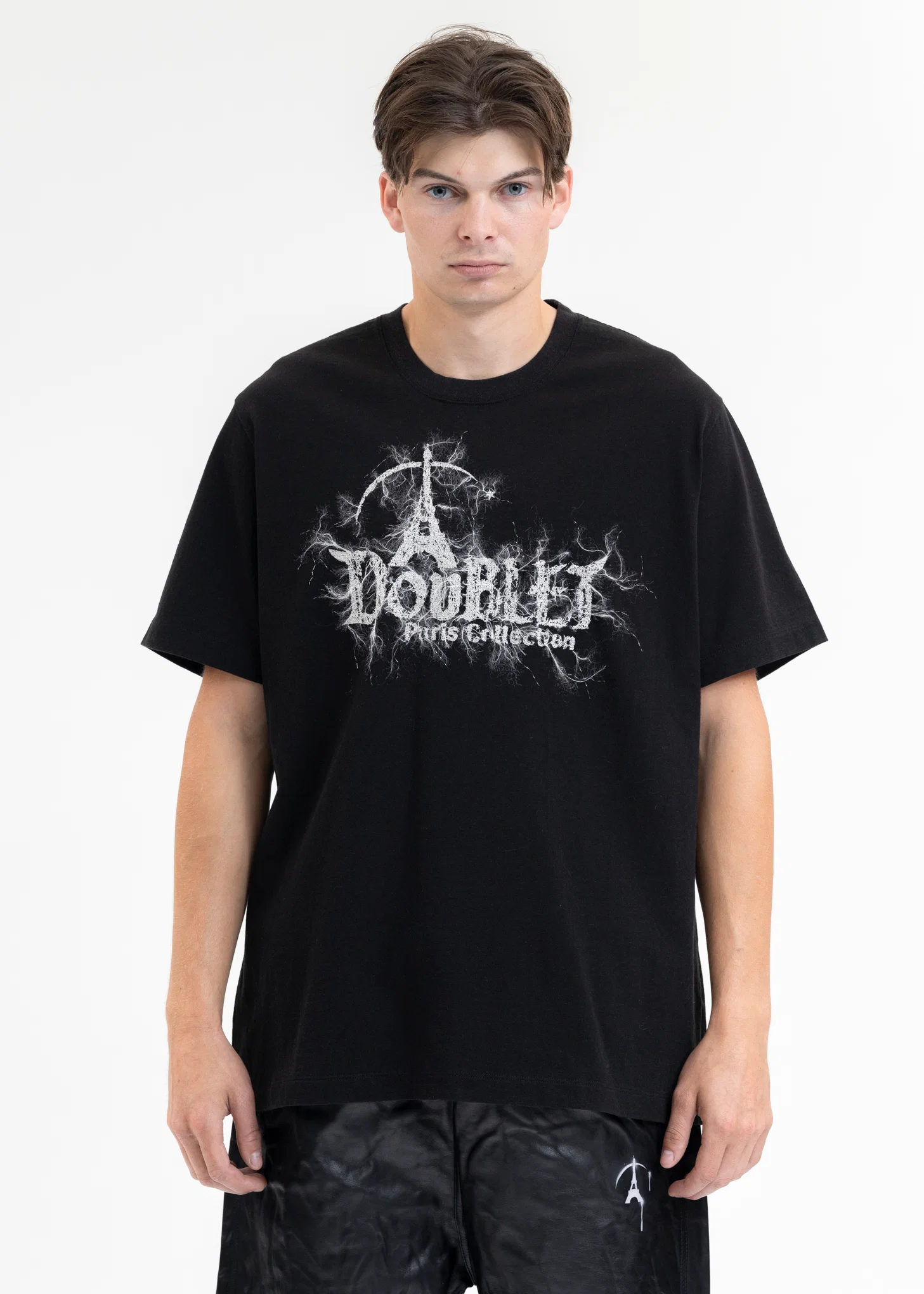 BLACK "DOUBLAND" EMBROIDERY T-SHIRT