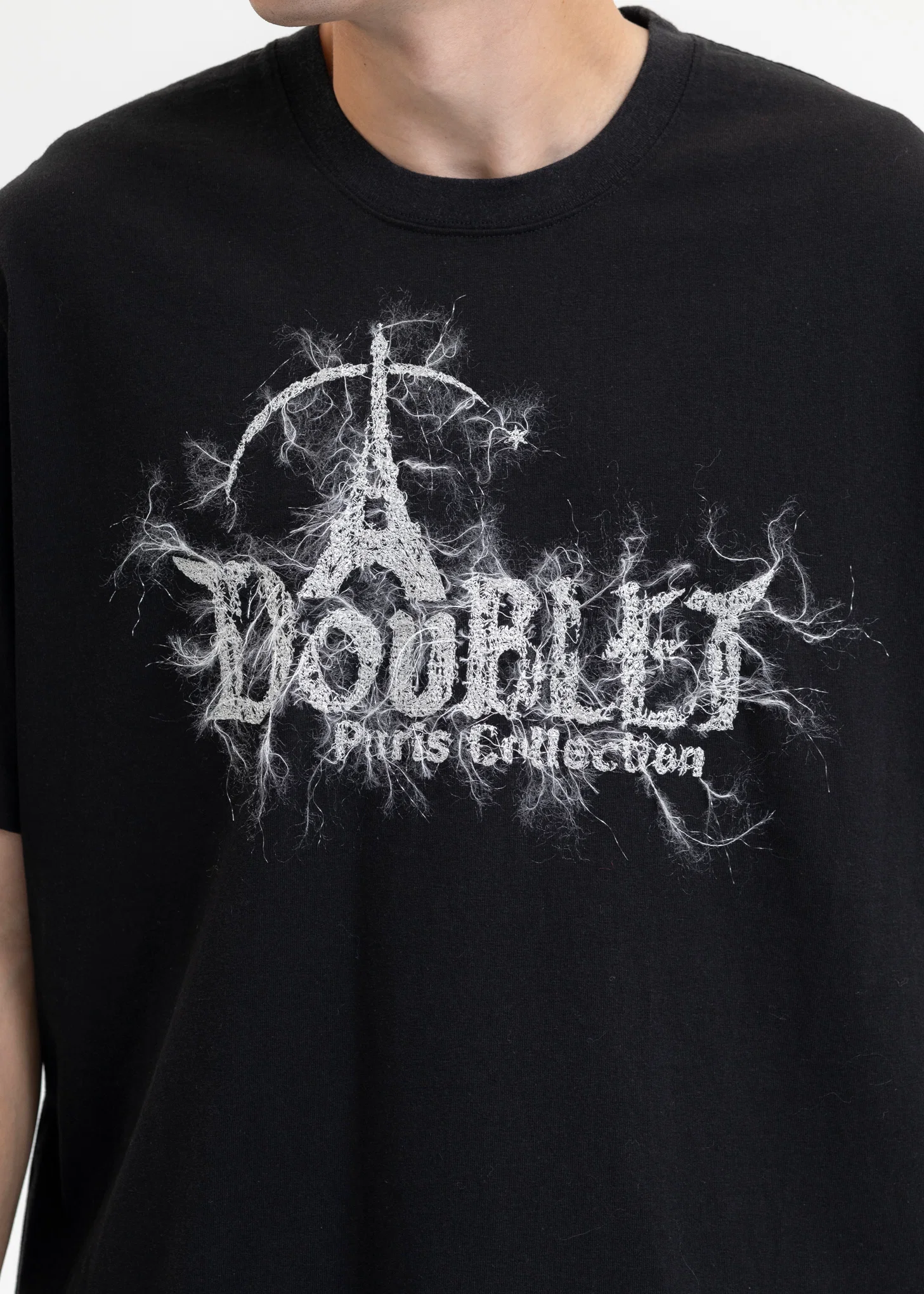 BLACK "DOUBLAND" EMBROIDERY T-SHIRT - Image 2
