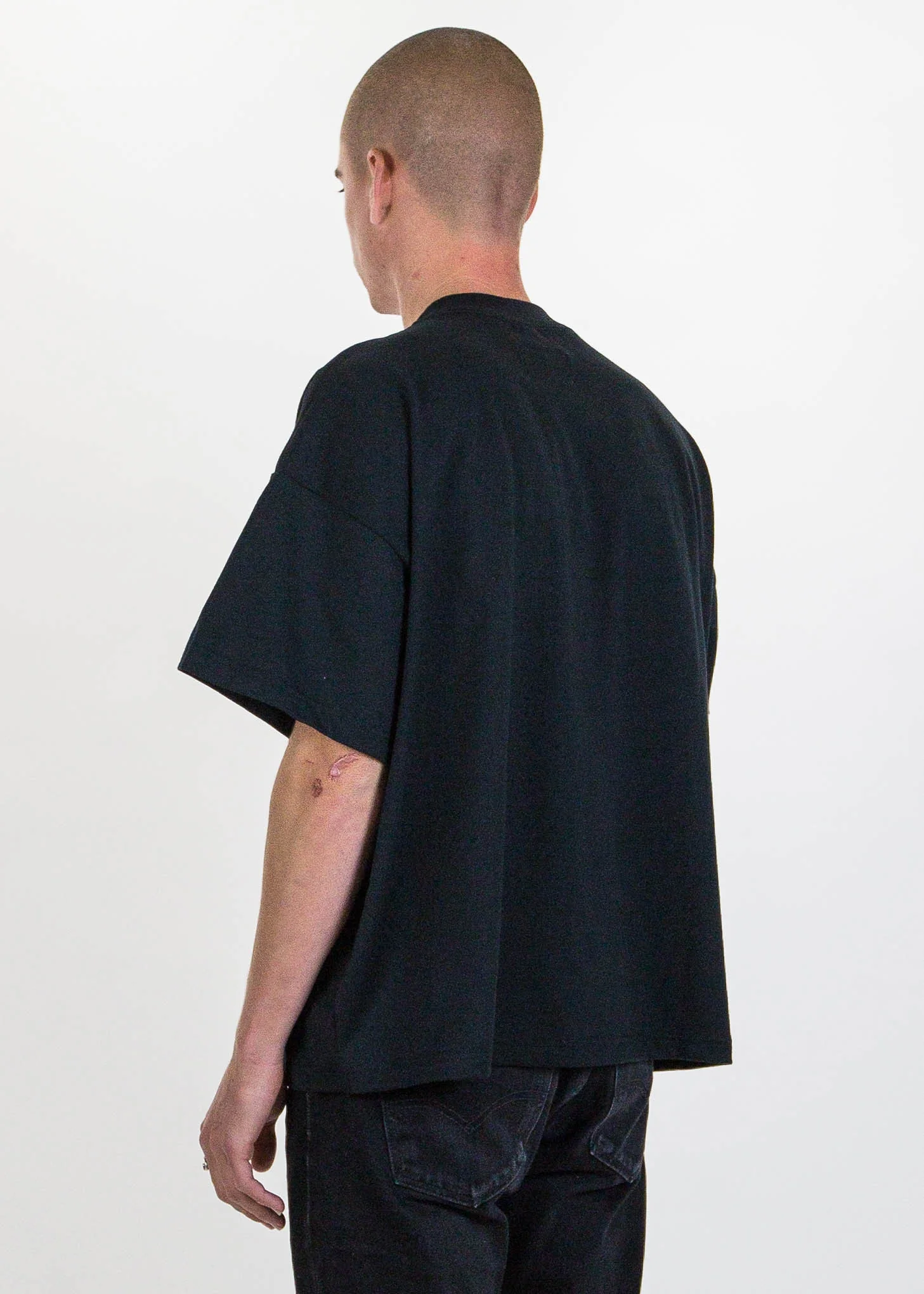 Black Double-Faced Embroidery T-Shirt - Image 4
