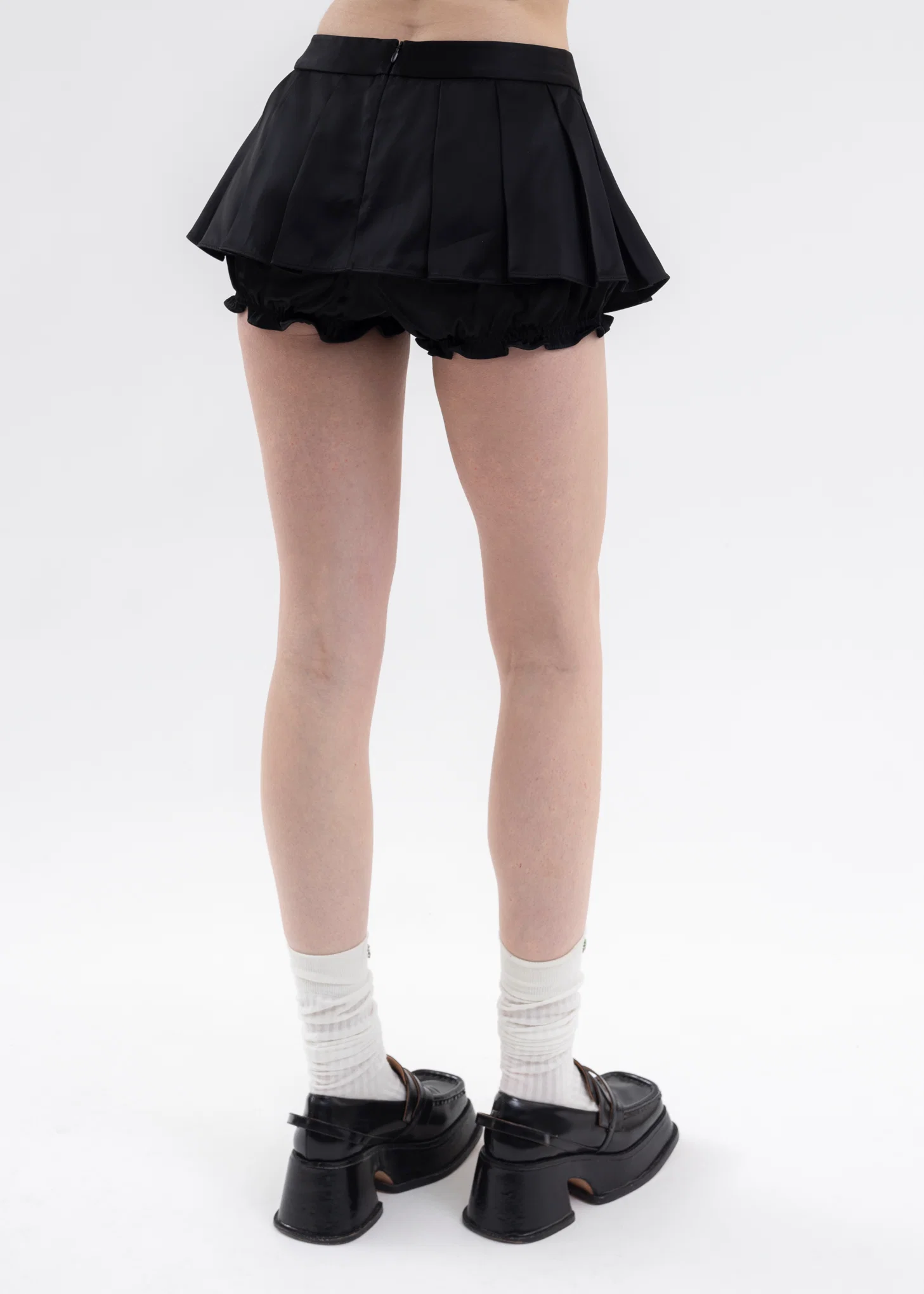 Black Double-Layered Culottes  Shorts - Image 2