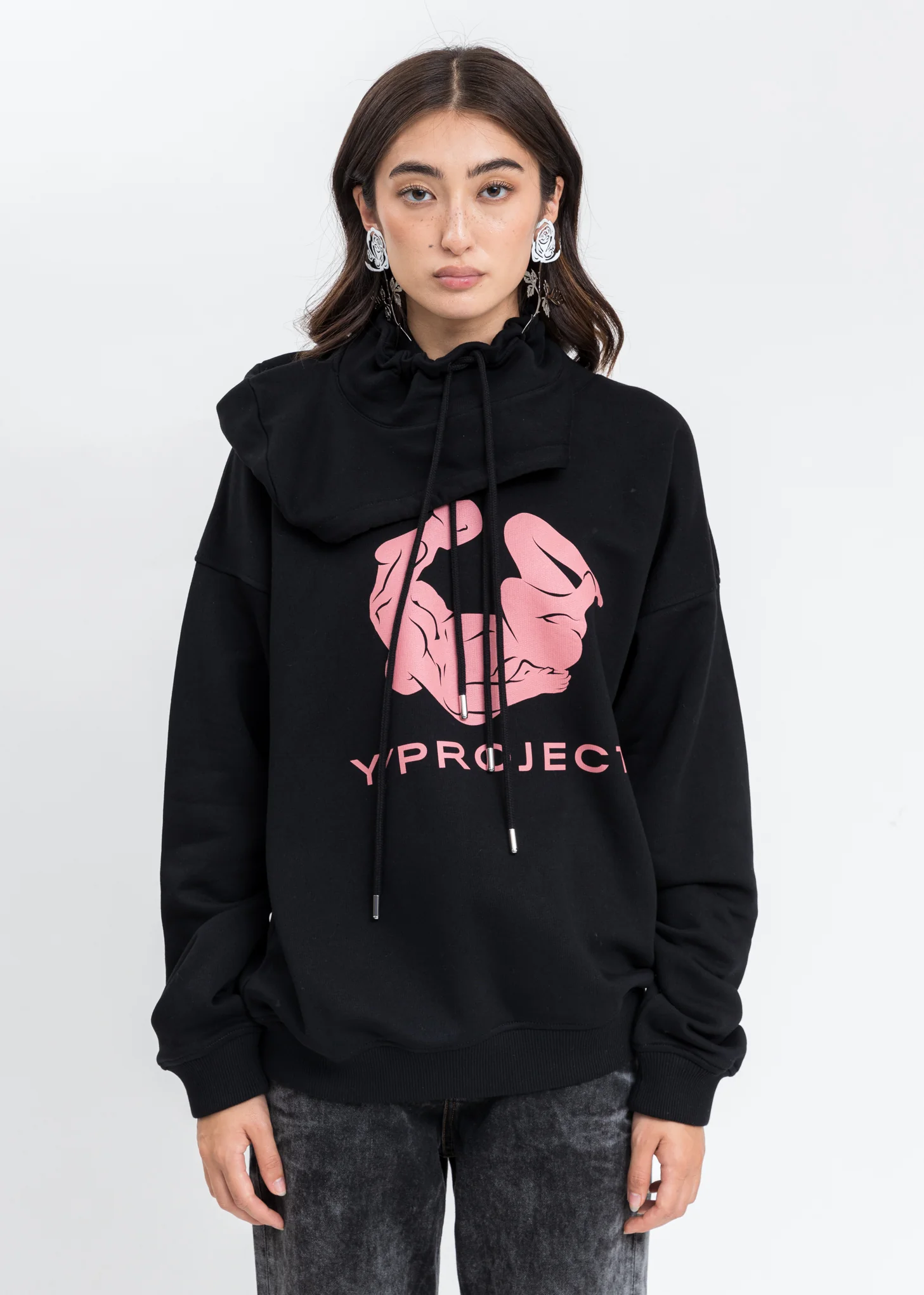 Black Double Neck Kamastuta Hoodie