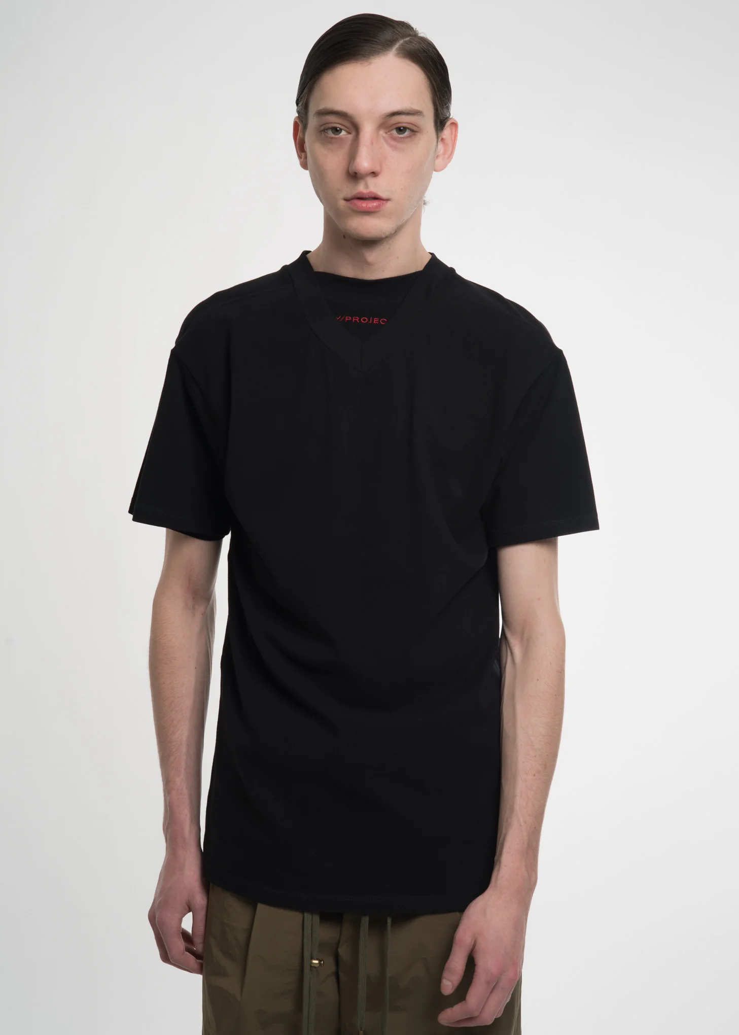 Black Double Neckline T-Shirt - Image 2