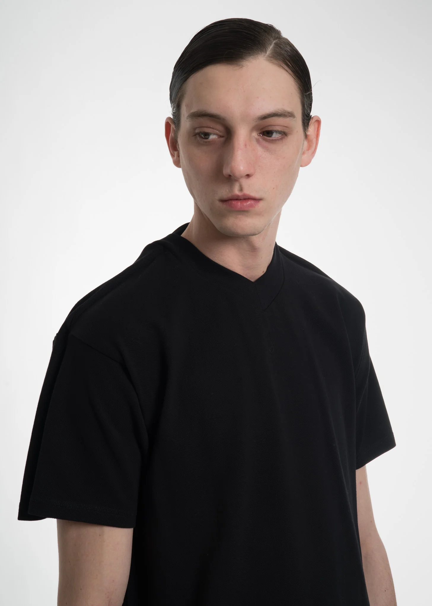Black Double Neckline T-Shirt - Image 7