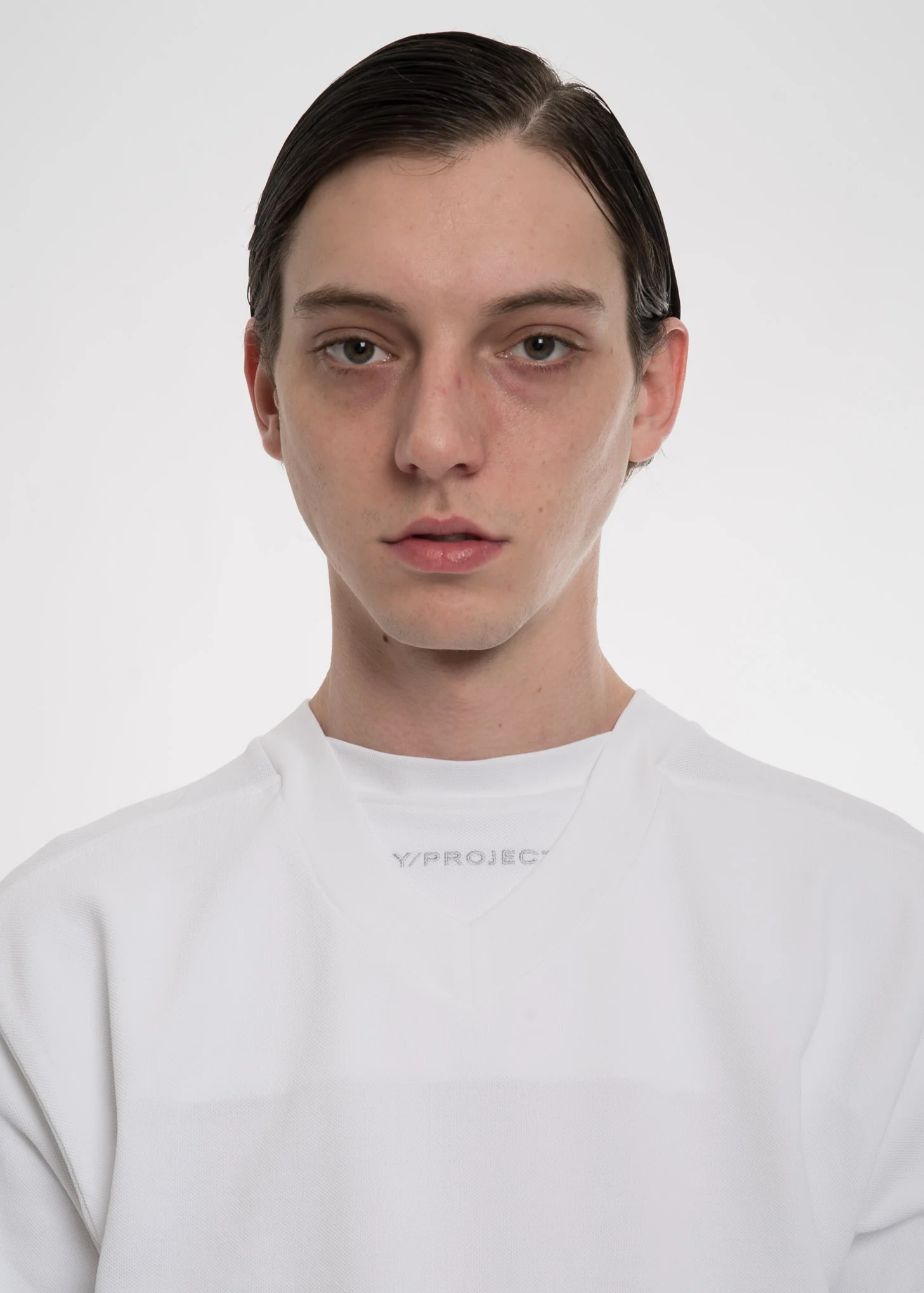 White Double Neckline T-Shirt