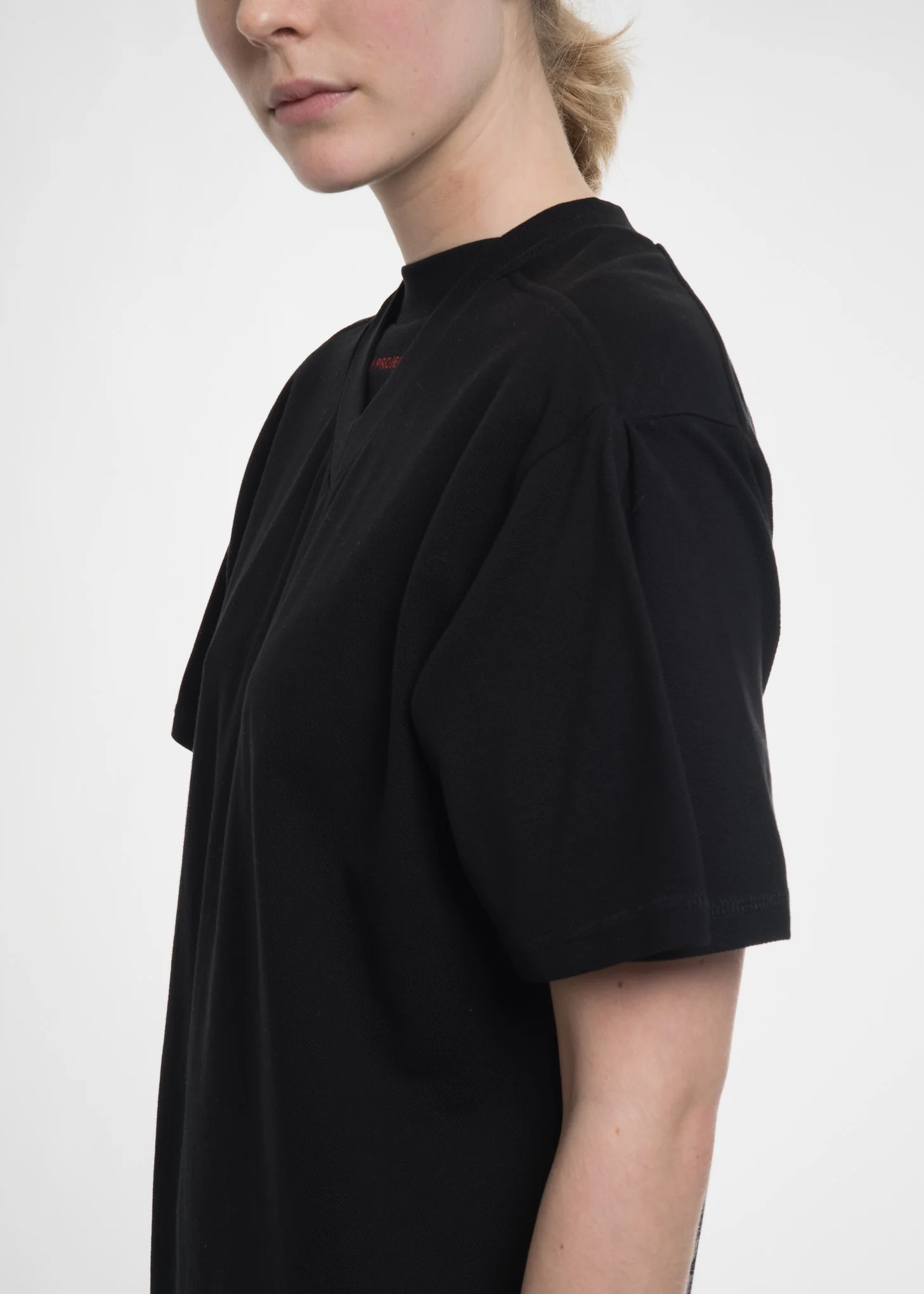 Black Double Neckline T-Shirt - Image 4