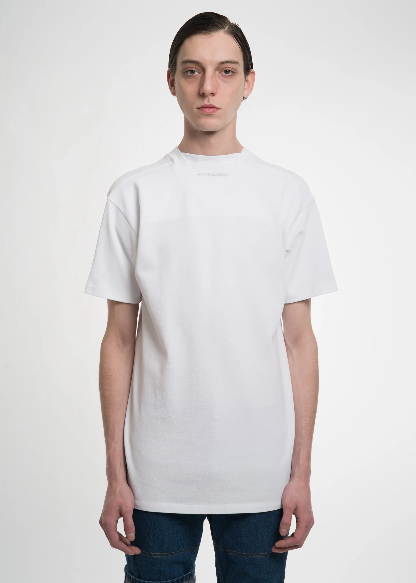 White Double Neckline T-Shirt - Image 2