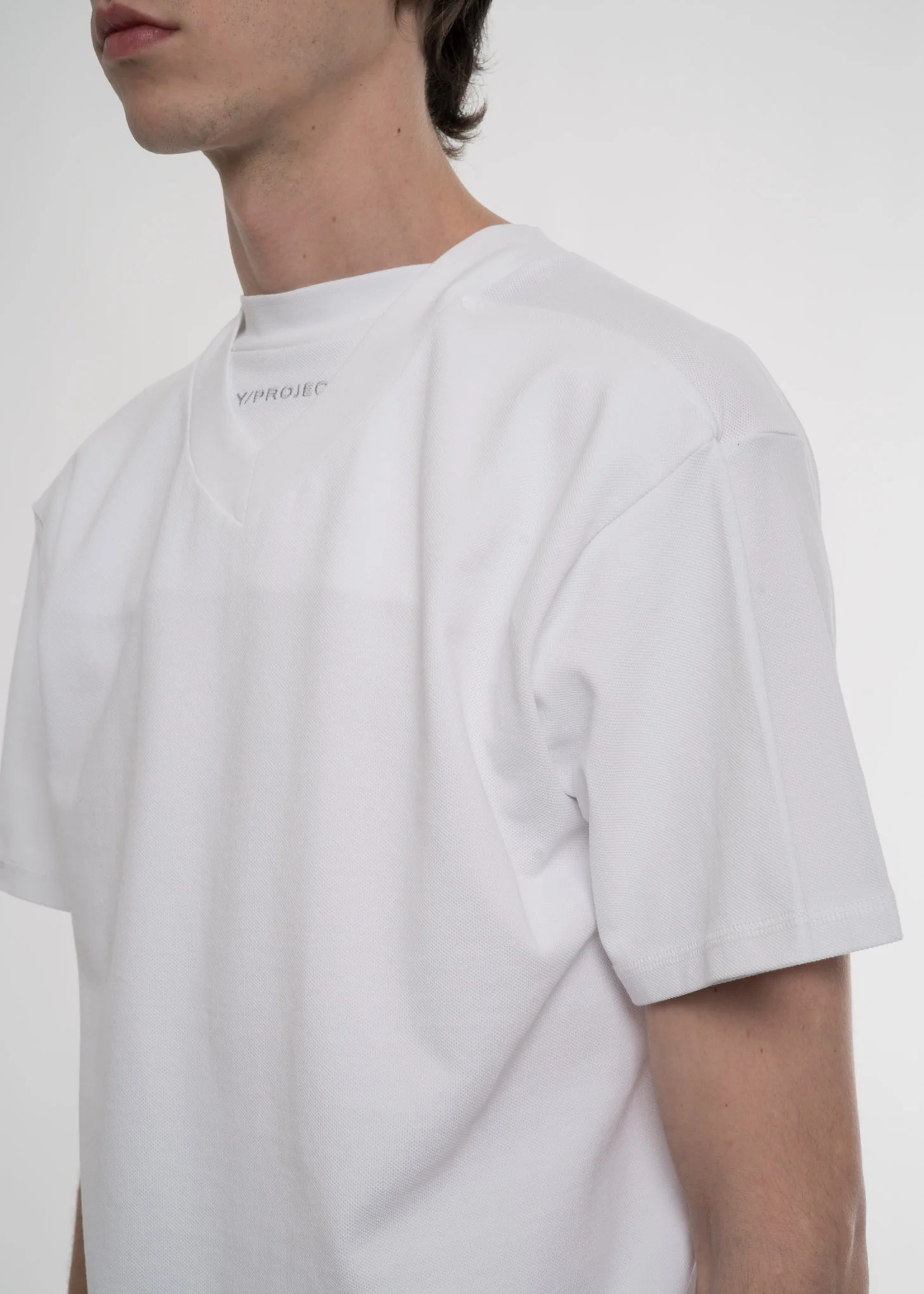 White Double Neckline T-Shirt - Image 4