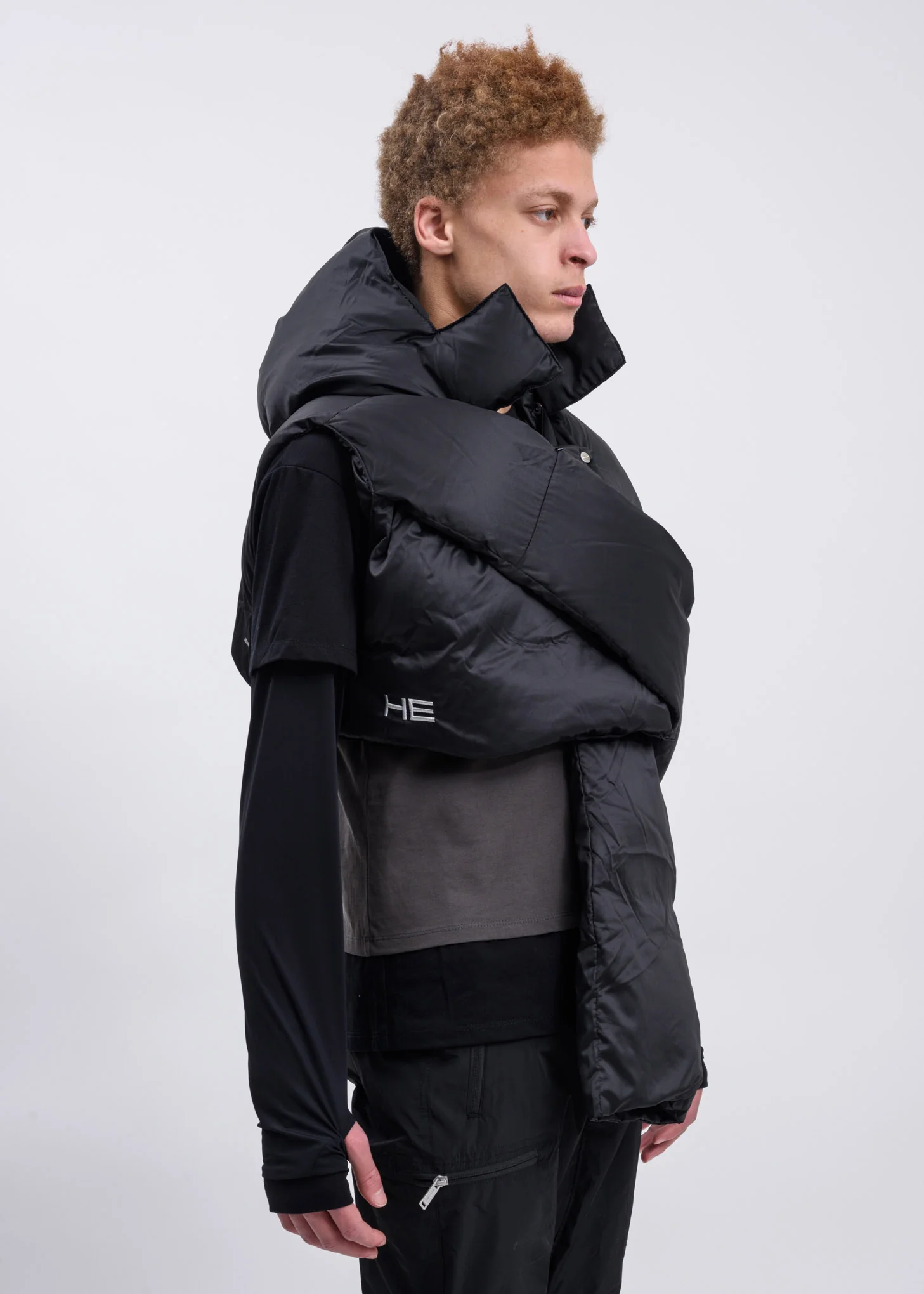 Black Down Hooded Vest - Image 4