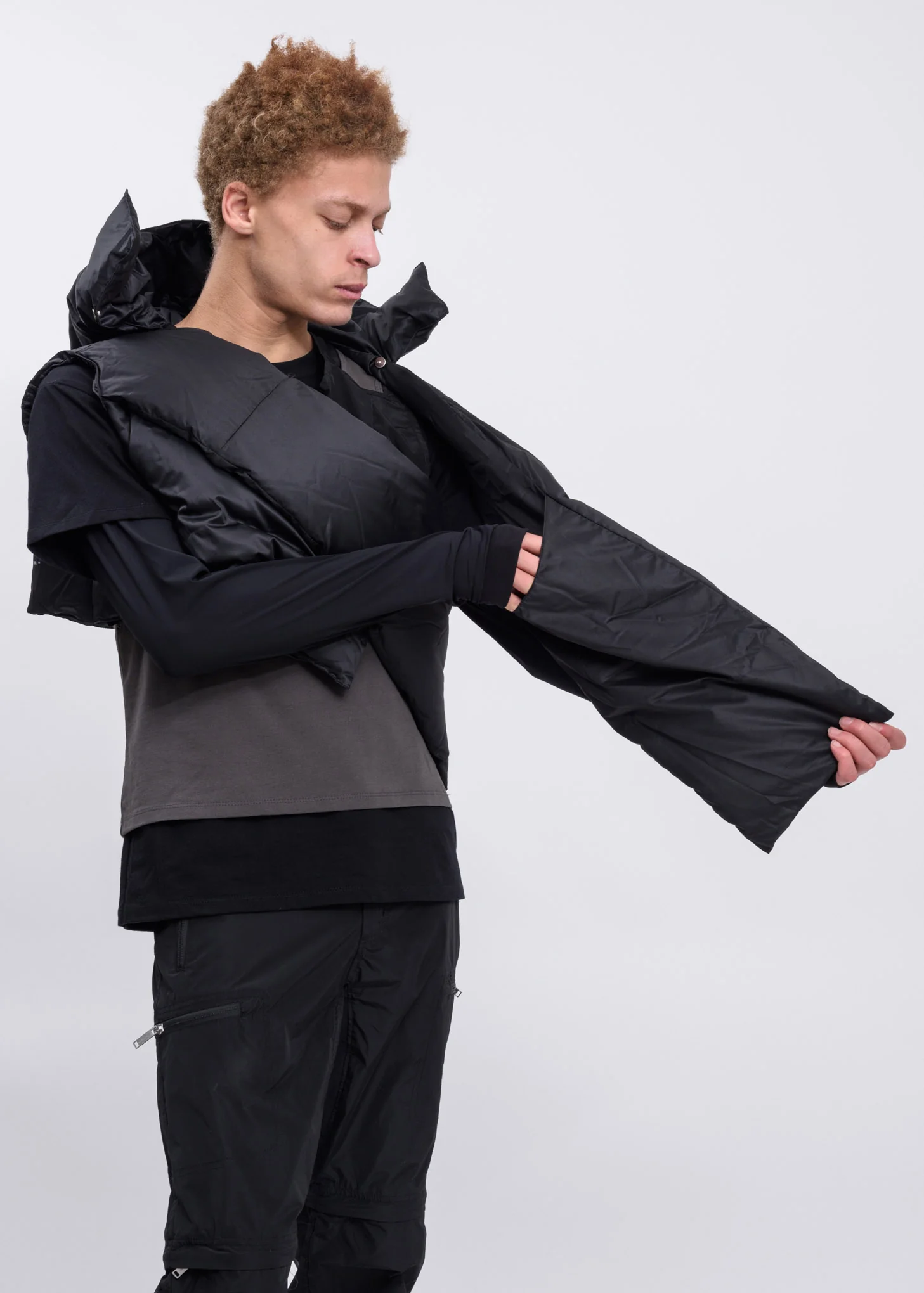 Black Down Hooded Vest - Image 7