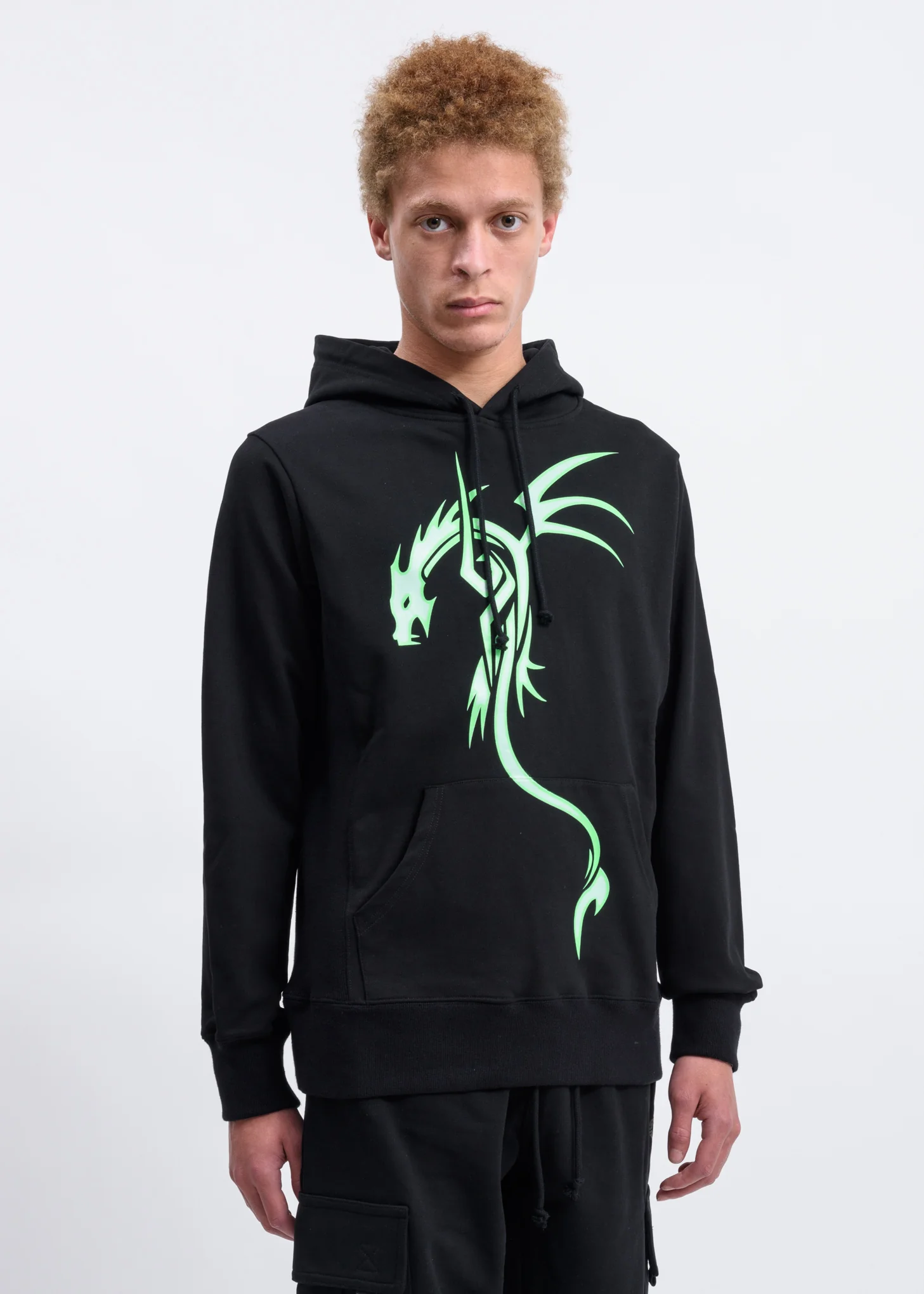 Black Dragon Print Hoodie