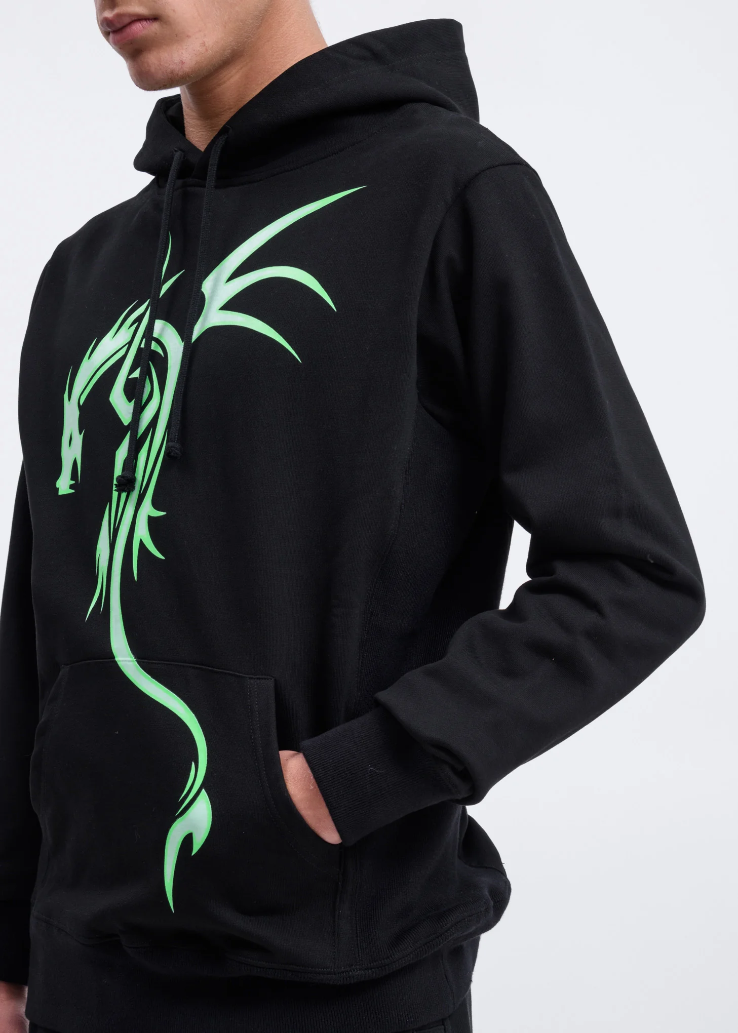 Black Dragon Print Hoodie - Image 2