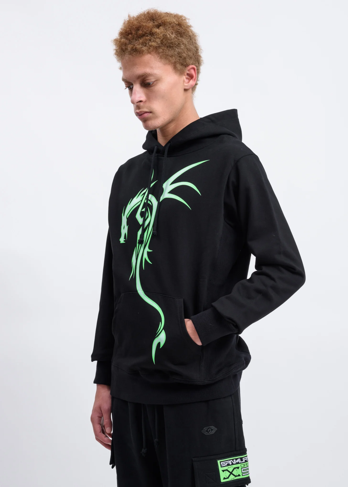 Black Dragon Print Hoodie - Image 6