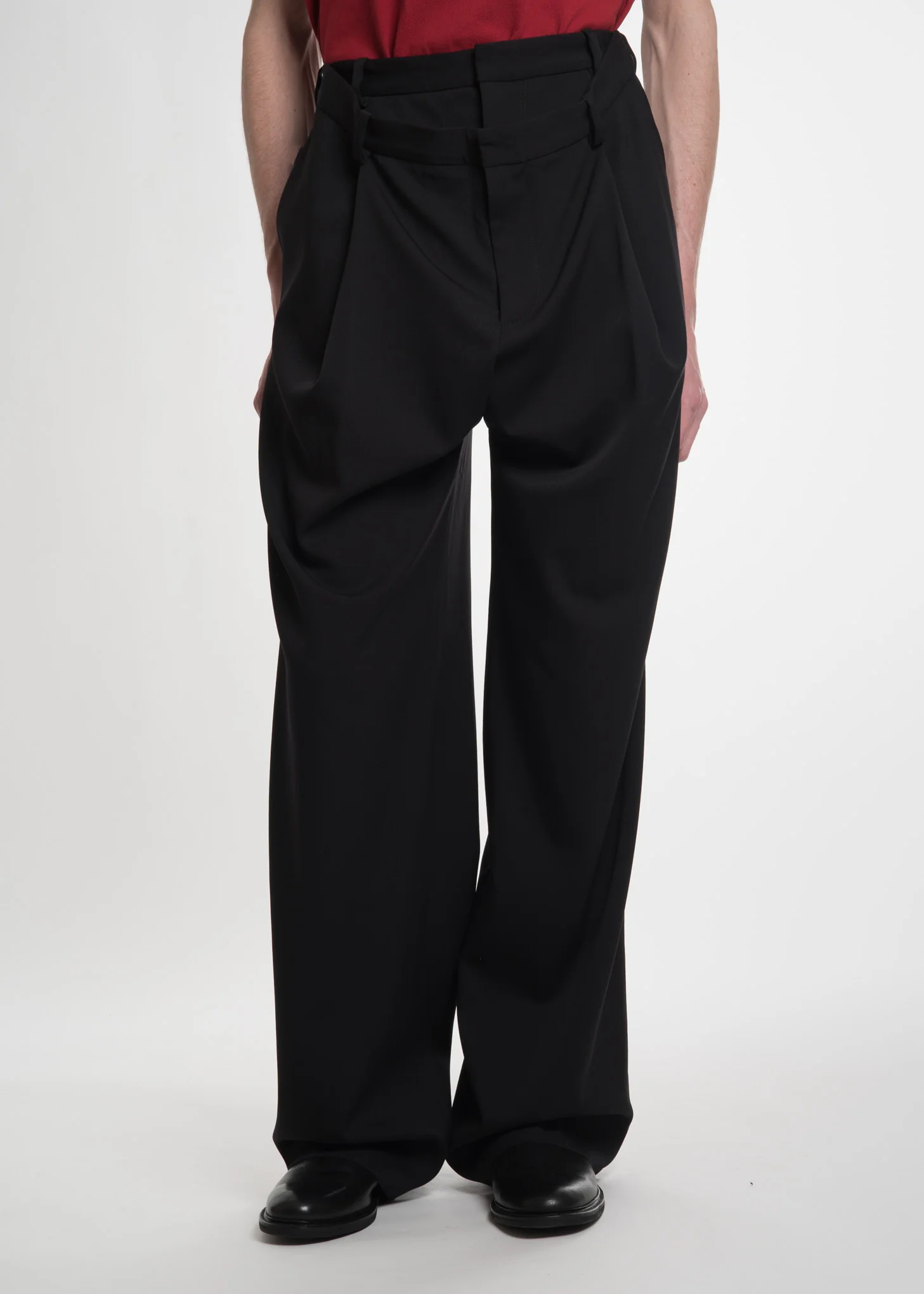 Black Draped Front Trousers