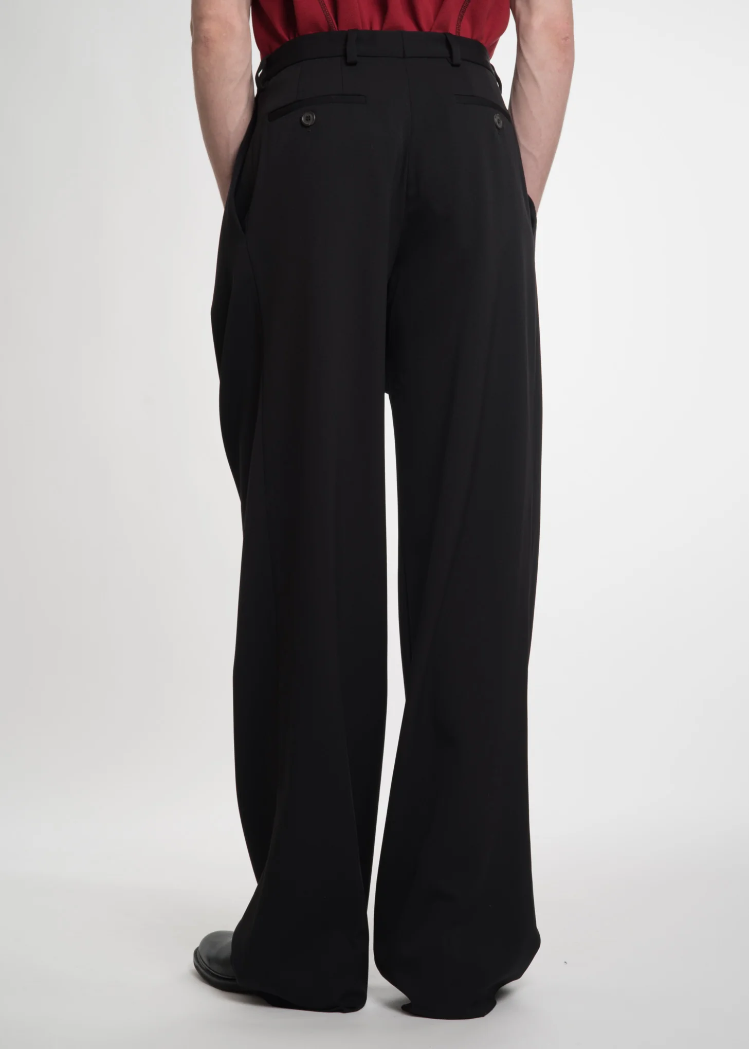 Black Draped Front Trousers - Image 5