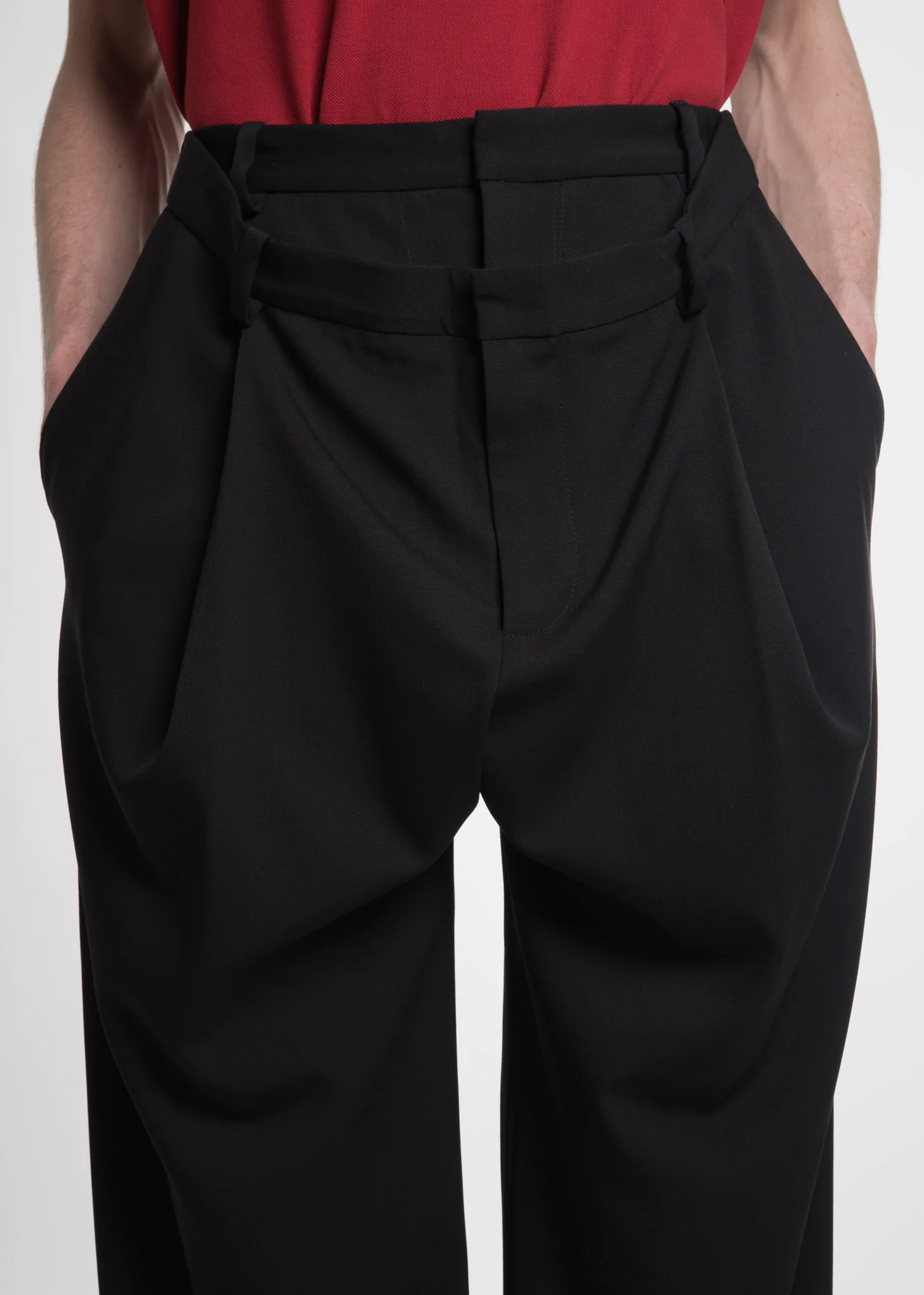 Black Draped Front Trousers - Image 6